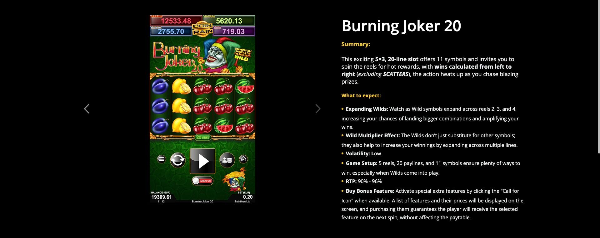 Slot by Noble Gaming Burning Joker 20