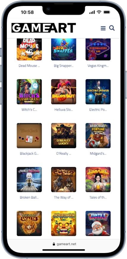 GameArt Casino Games work perfectly on Mobile devices