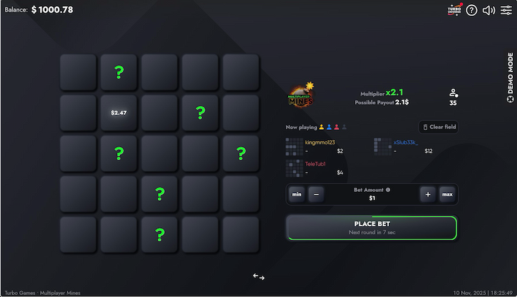 Turbo Games Casino Game Multiplayer Mines