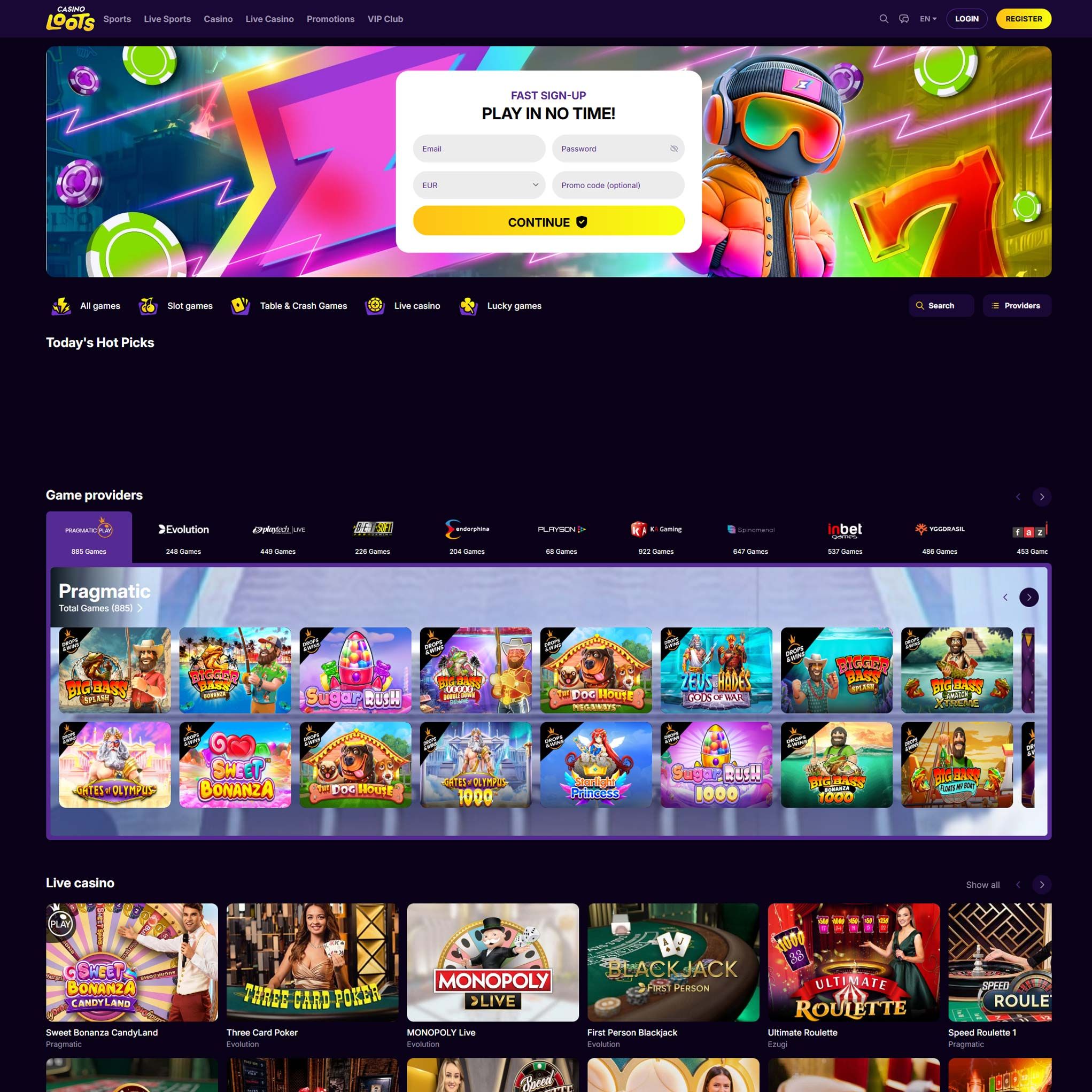 Casinoloots bonukset, kierrätysvaatimukset ja kaikki muut tiedot löytyvät arvostelusta