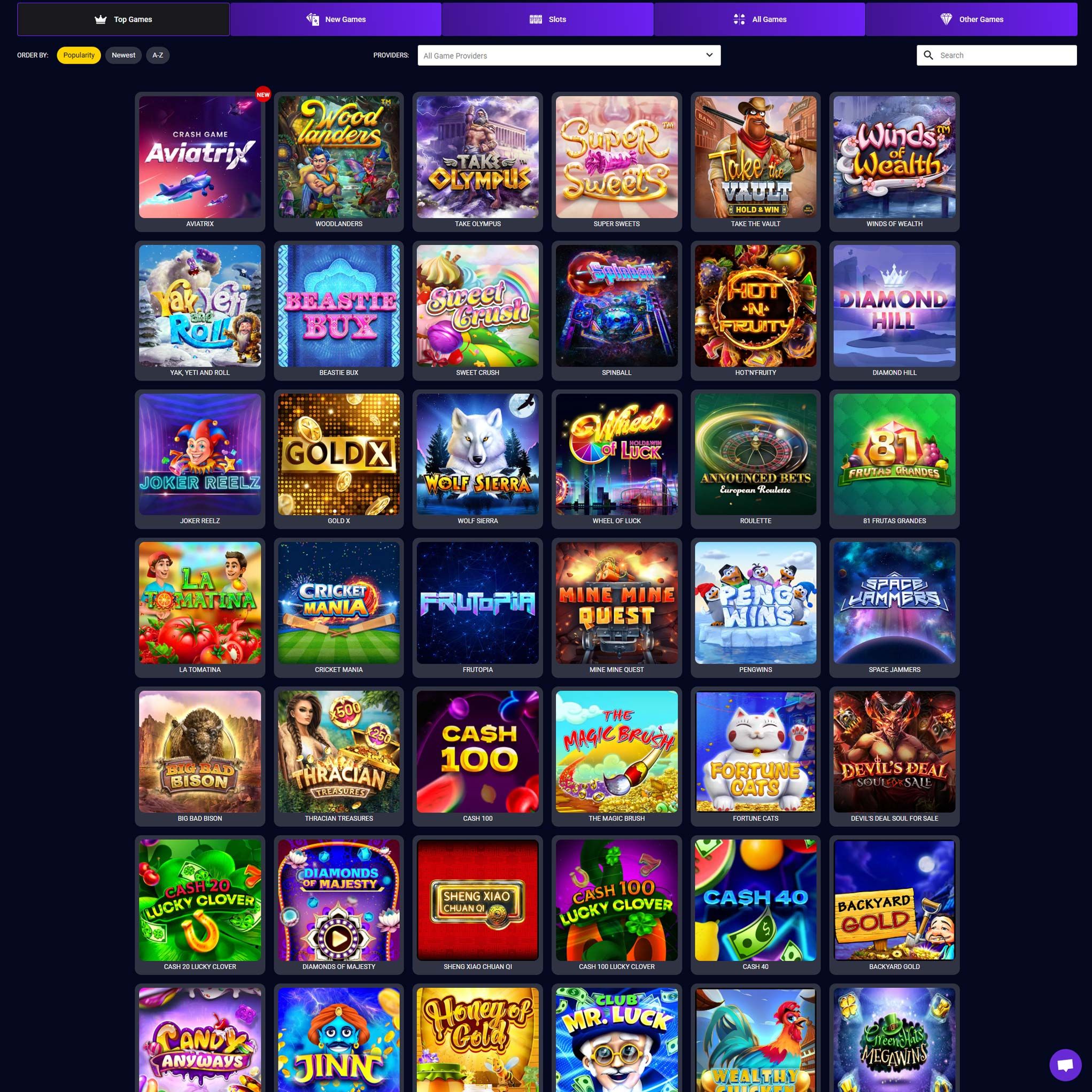 Trybet Casino full games catalogue