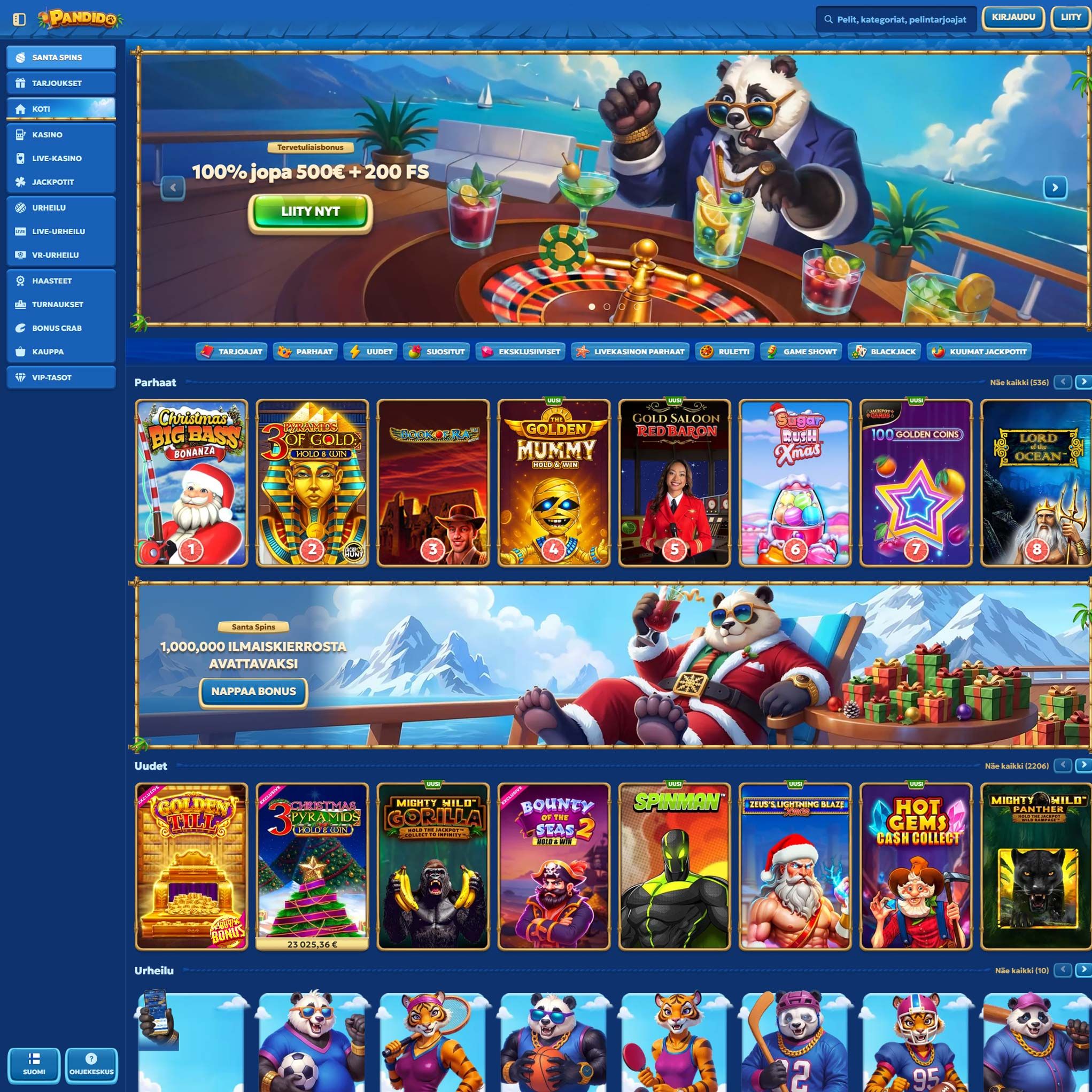 Suomalaiset nettikasinot tarjoavat monia hyötyjä pelaajille. Pandido Casino on suosittelemamme nettikasino, jolle voit lunastaa bonuksia ja muita etuja.
