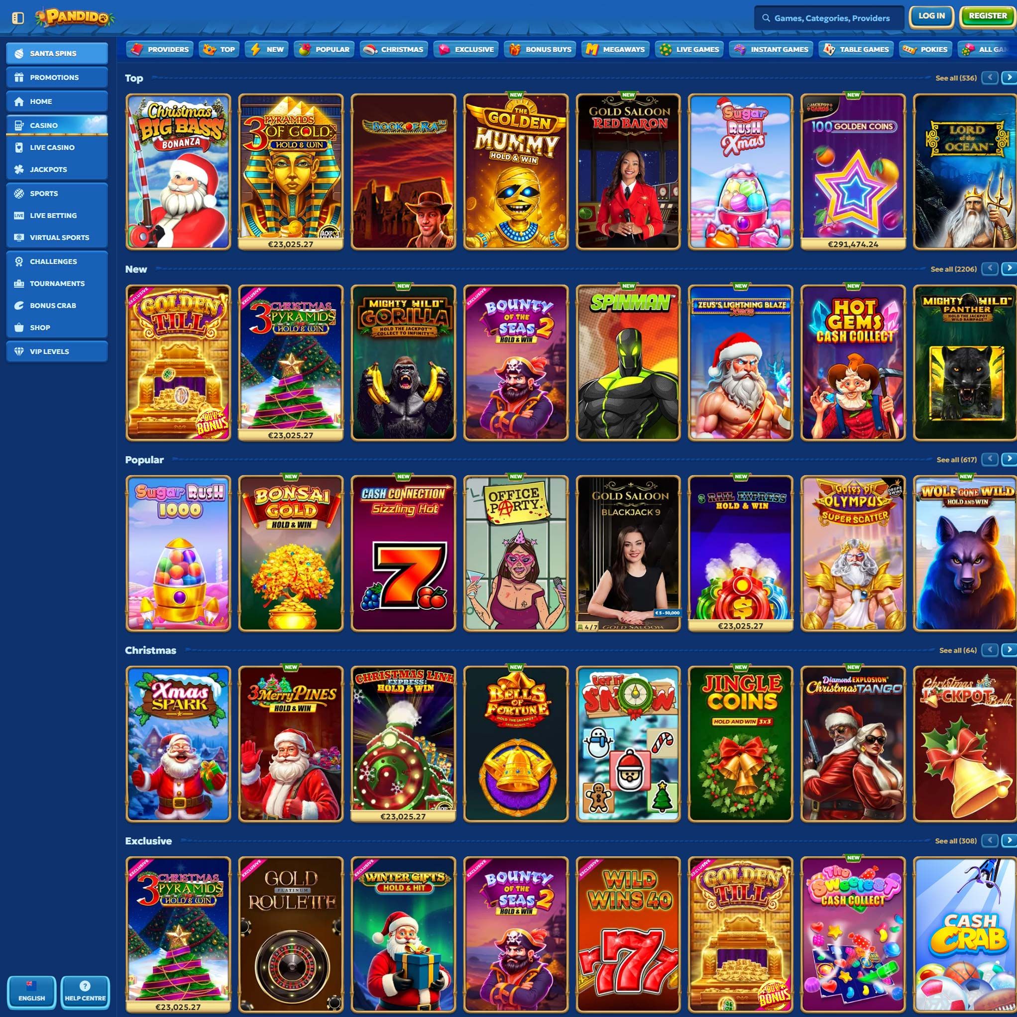 Pandido Casino full games catalogue