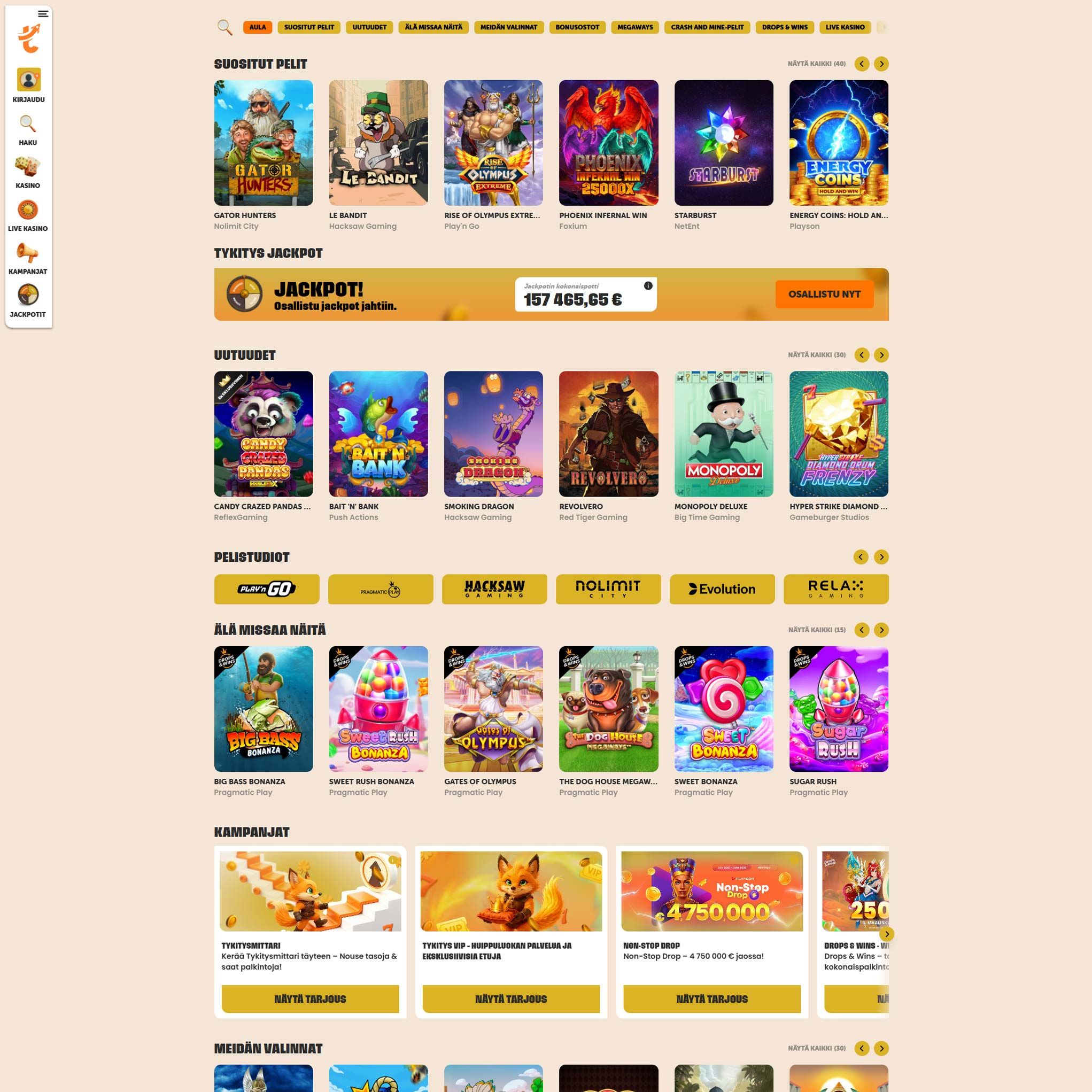 Pelaa netticasino Tykitys Casino voittaaksesi oikeaa rahaa – oikean rahan online casino! Vertaa kaikki nettikasinot ja löydä parhaat casinot Suomessa.