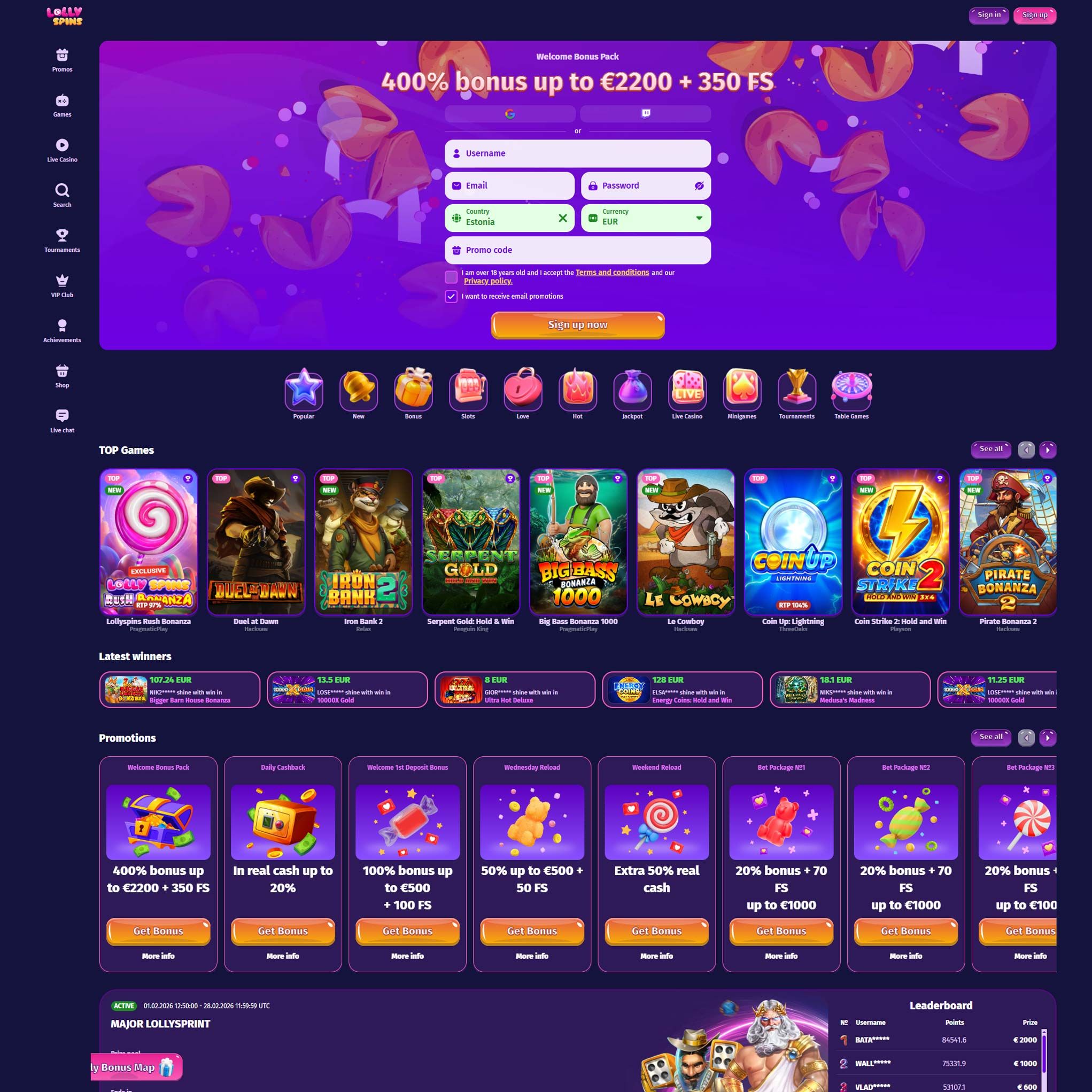 Lollyspins Casino review by Mr. Gamble