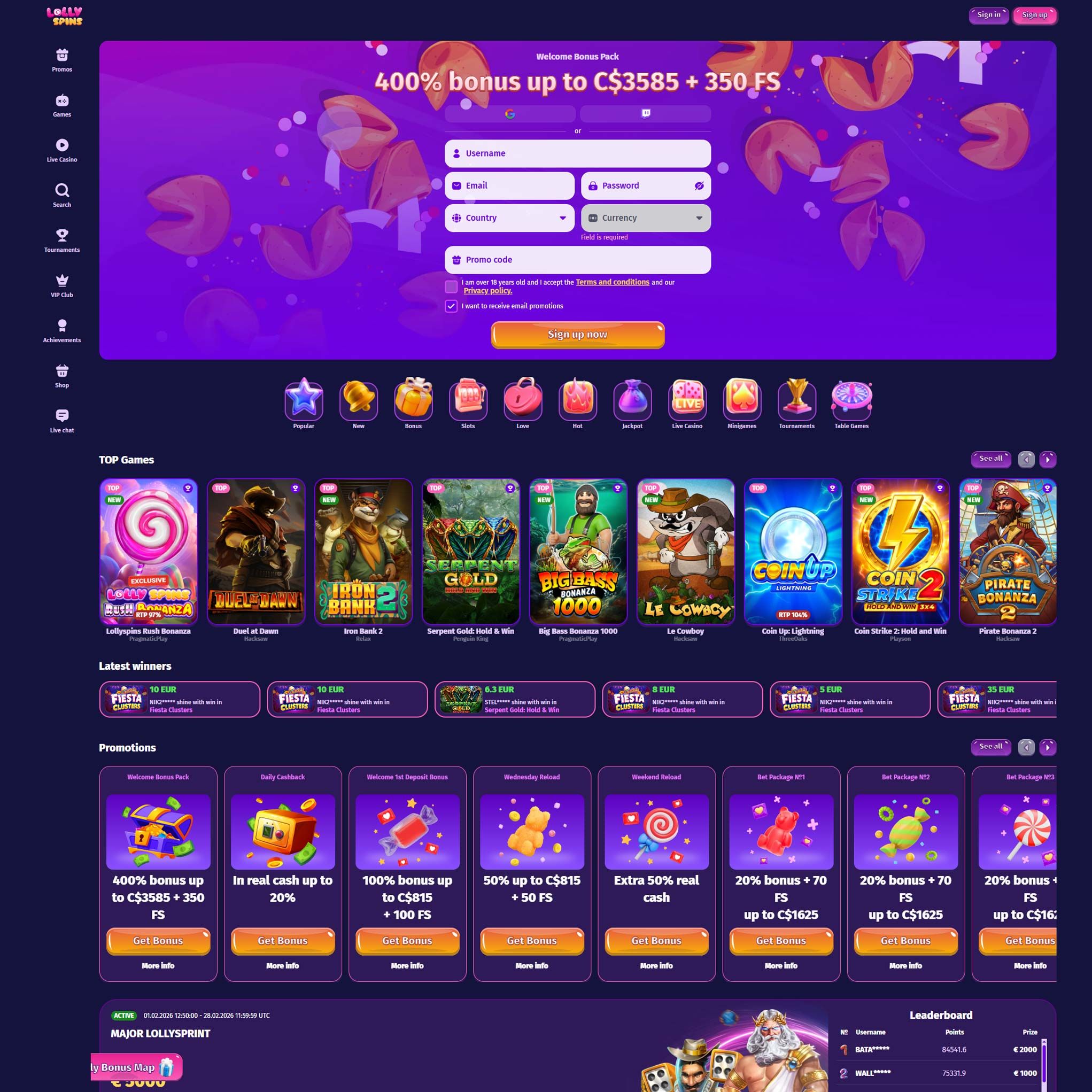 Lollyspins Casino CA review by Mr. Gamble