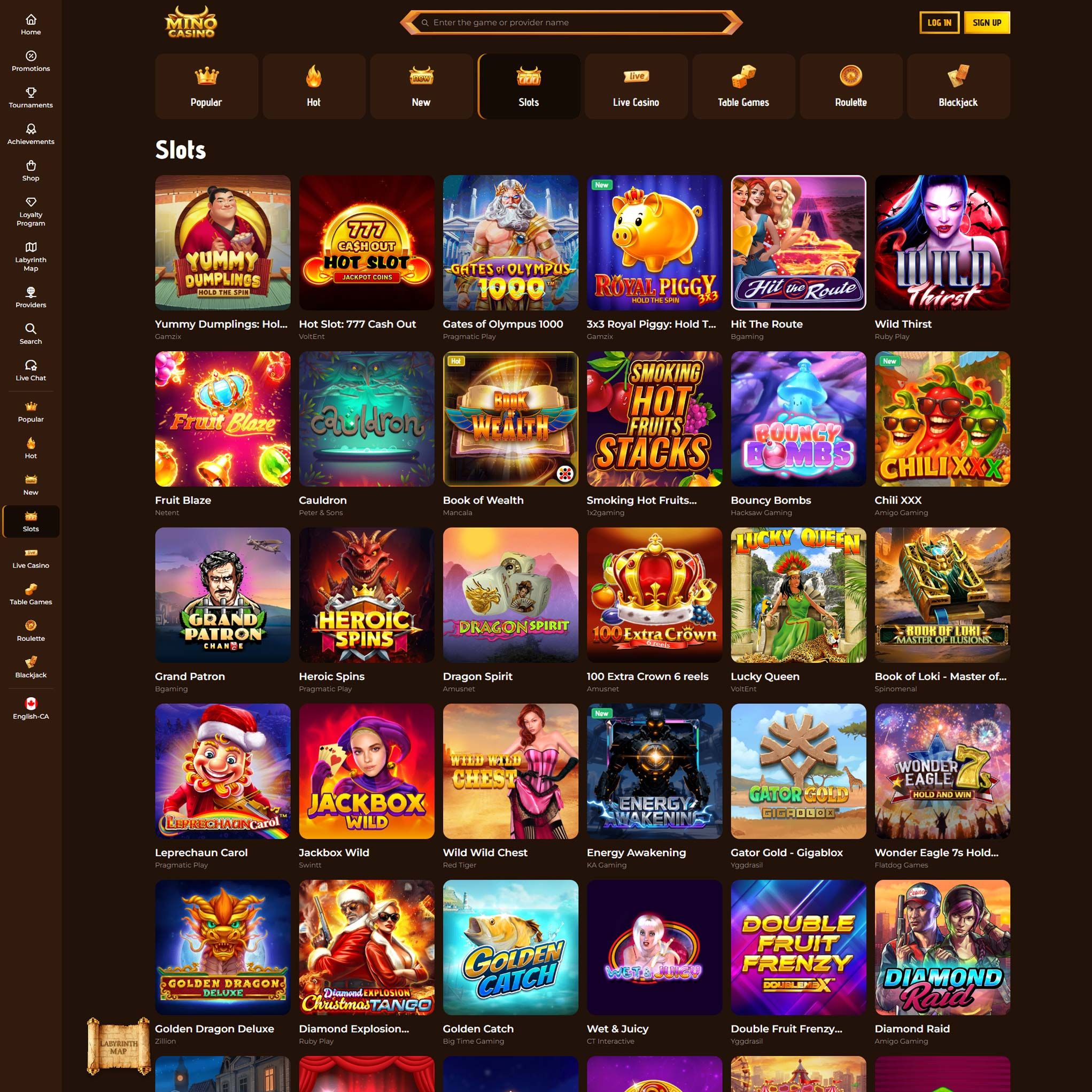 Mino Casino full games catalogue