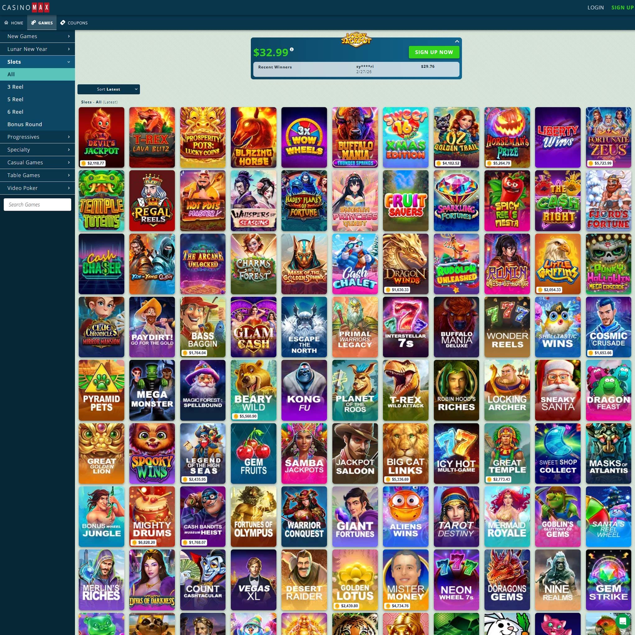 Casinomax full games catalogue