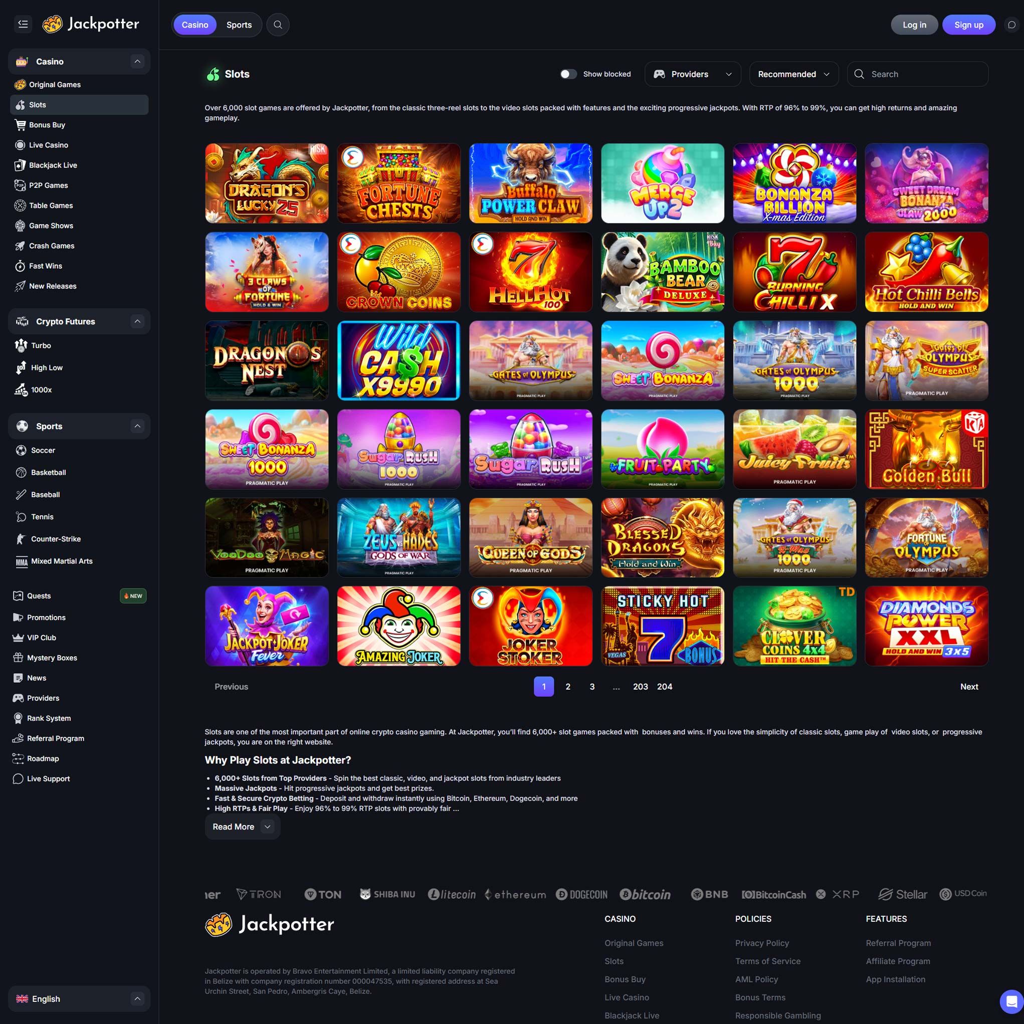 Jackpotter Casino full games catalogue