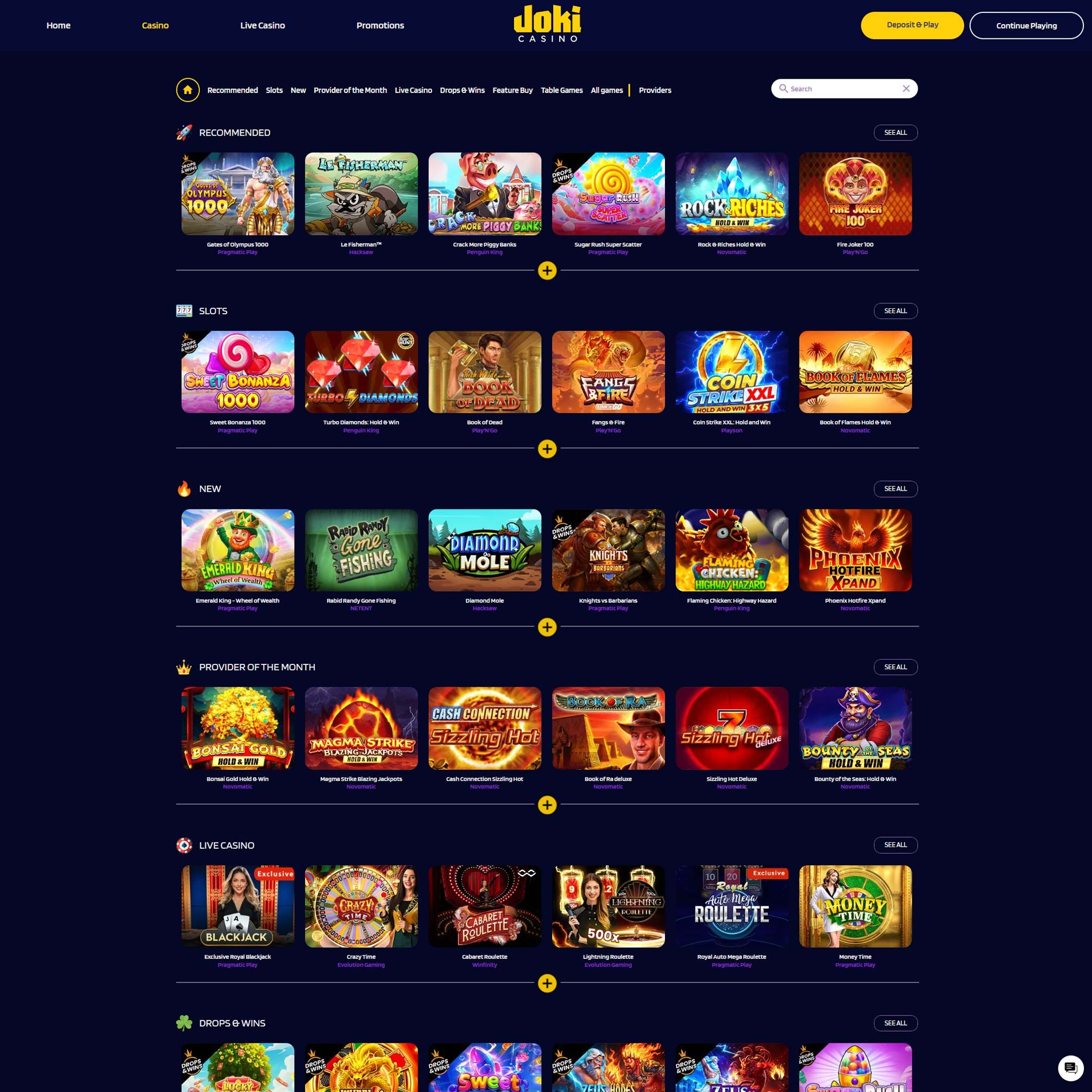 Joki Casino full games catalogue