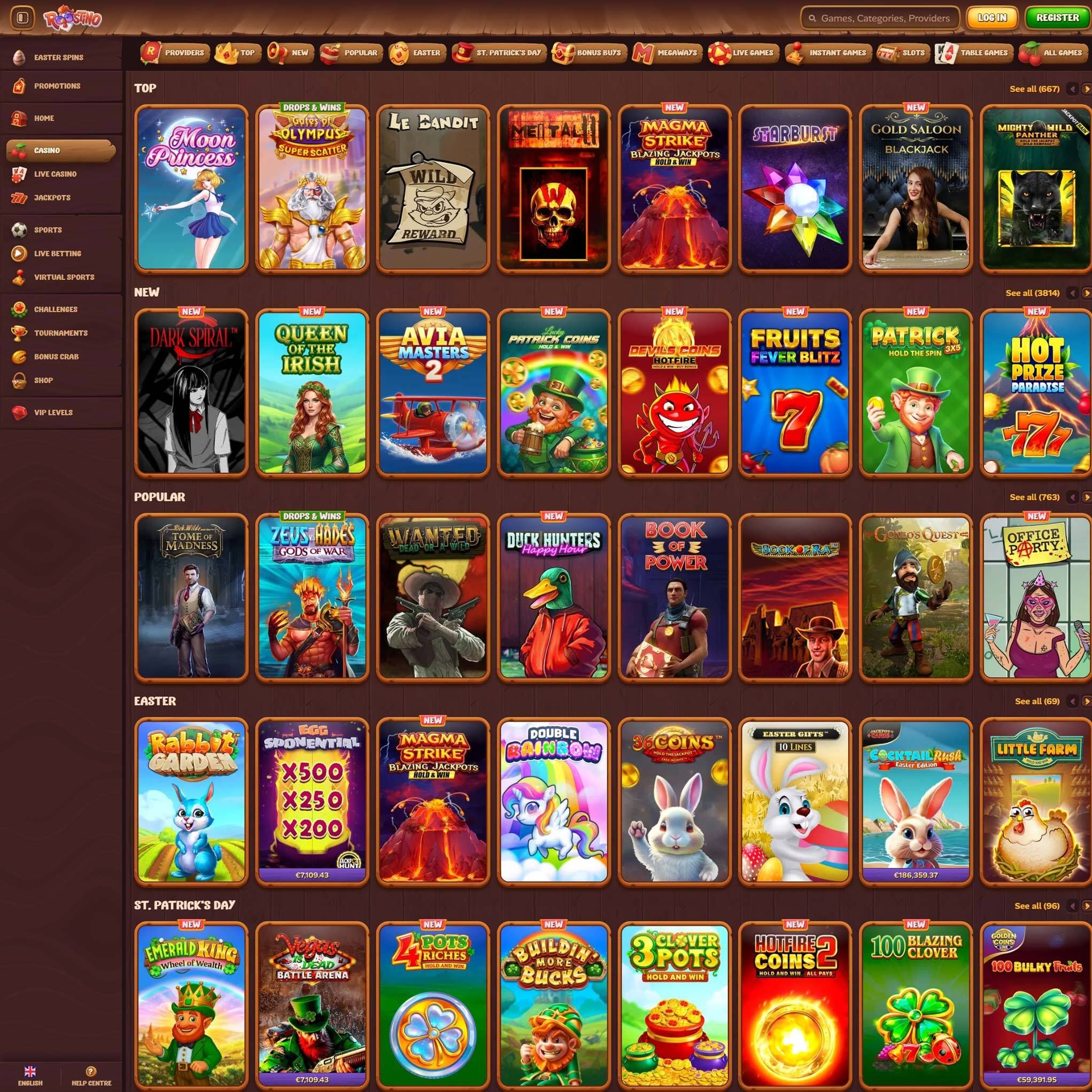 Roostino Casino full games catalogue