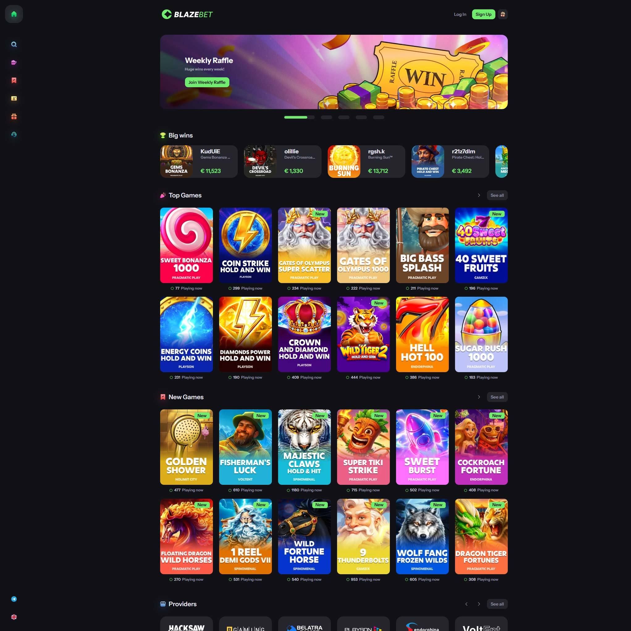 Blazebet full games catalogue