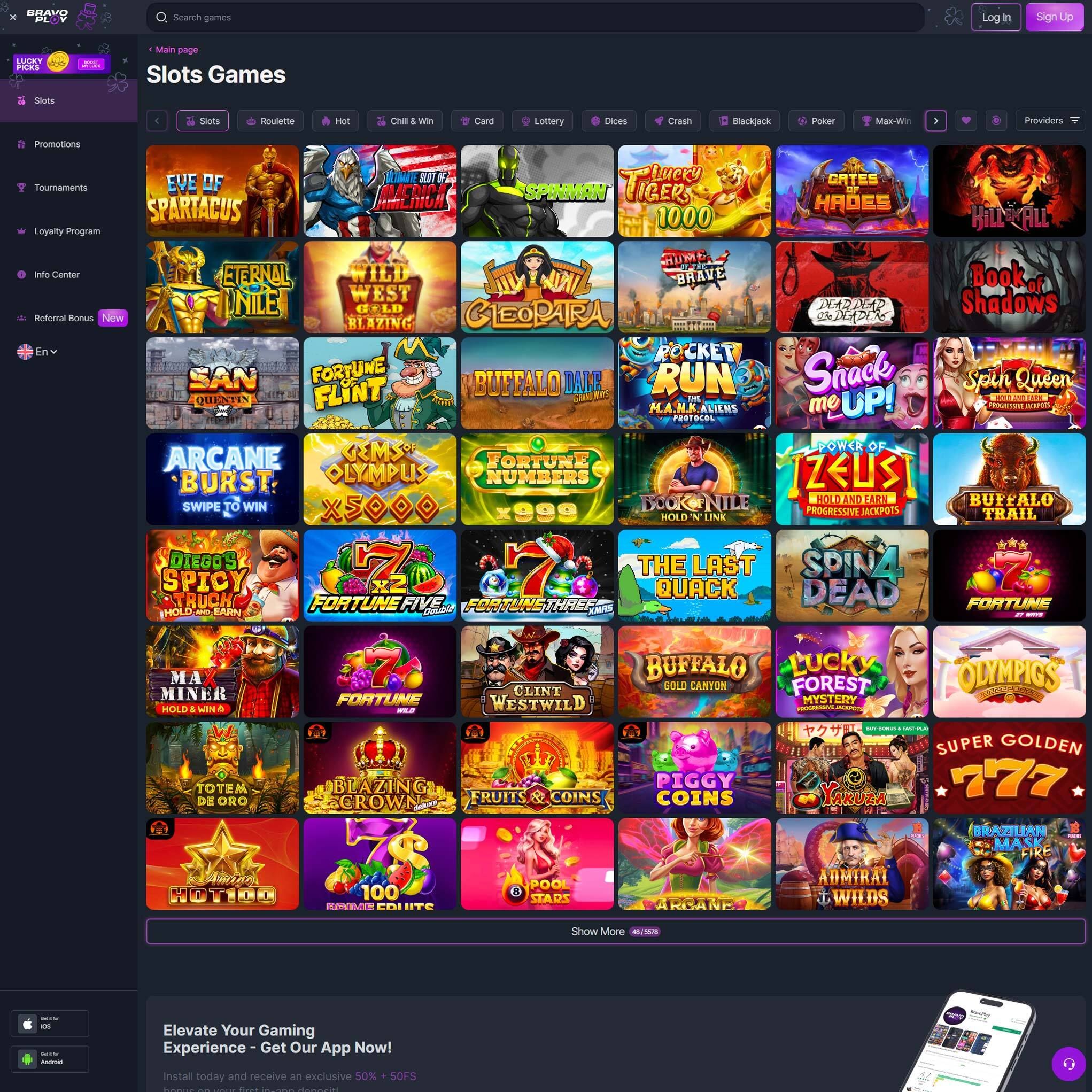 Bravoplay full games catalogue