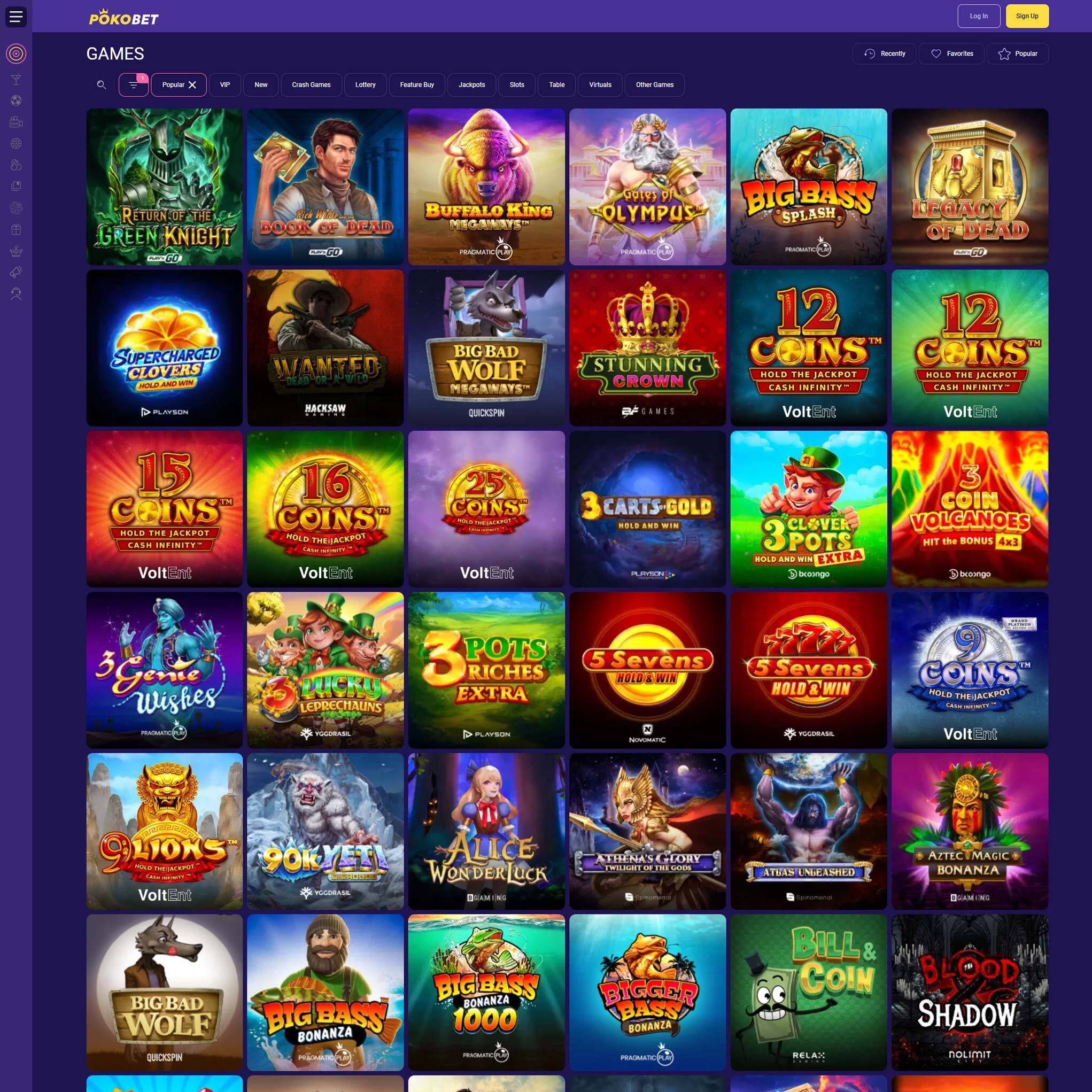 Pokobet full games catalogue