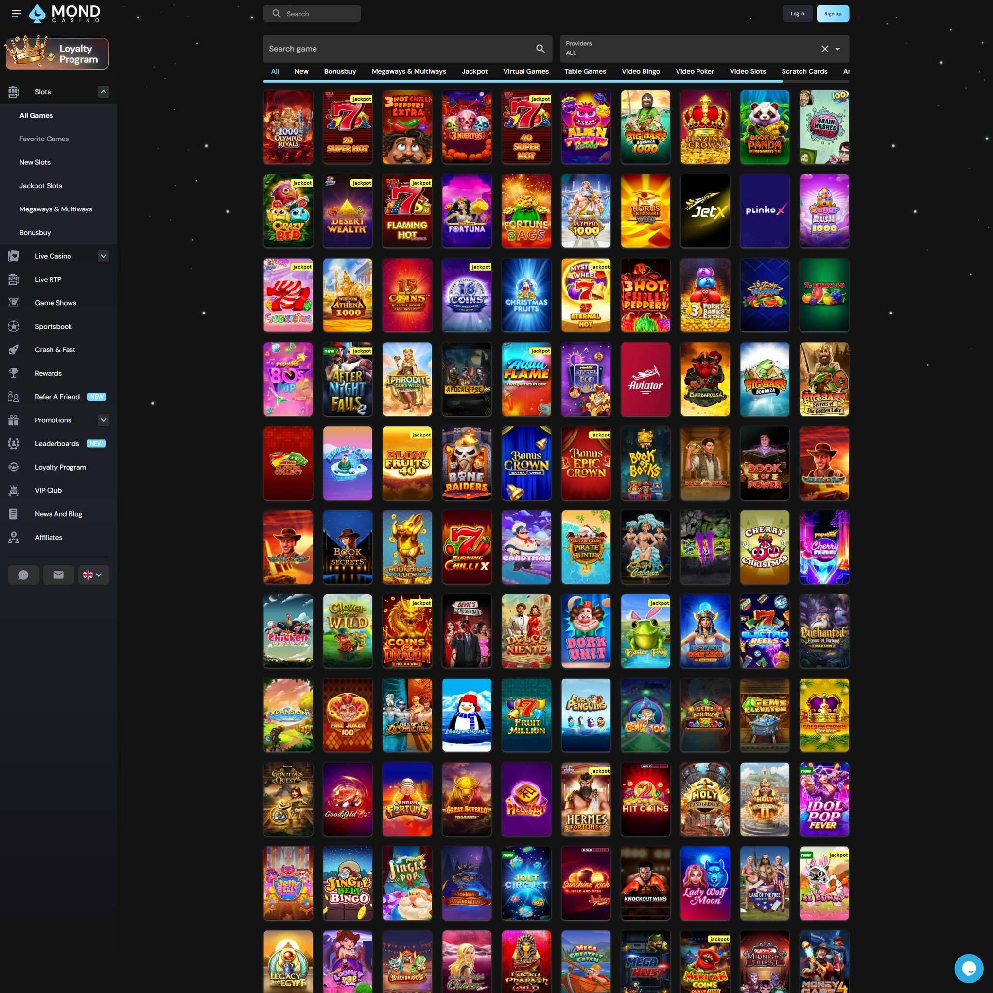 Find Mond Casino game catalog