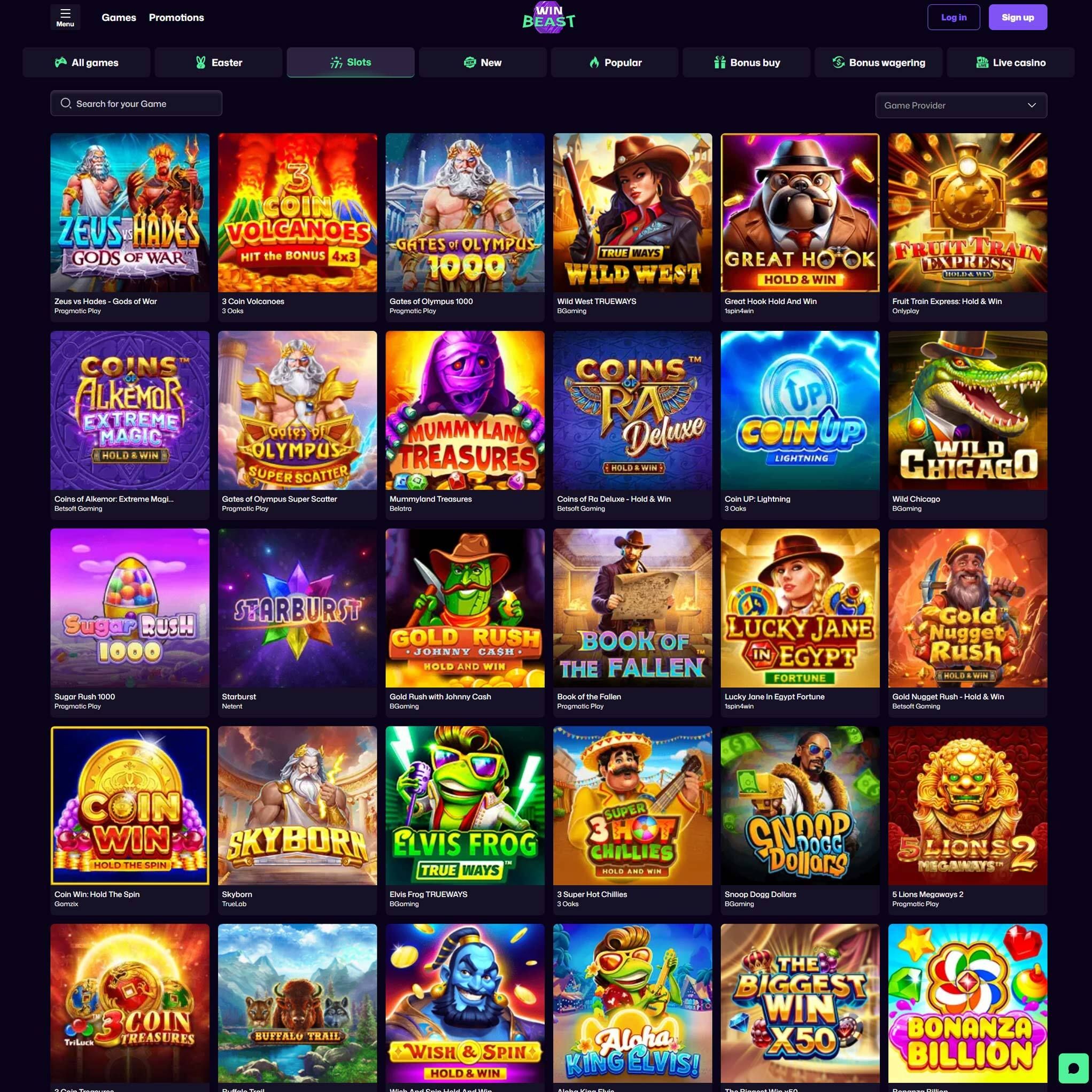 WinBeast Casino  full games catalogue