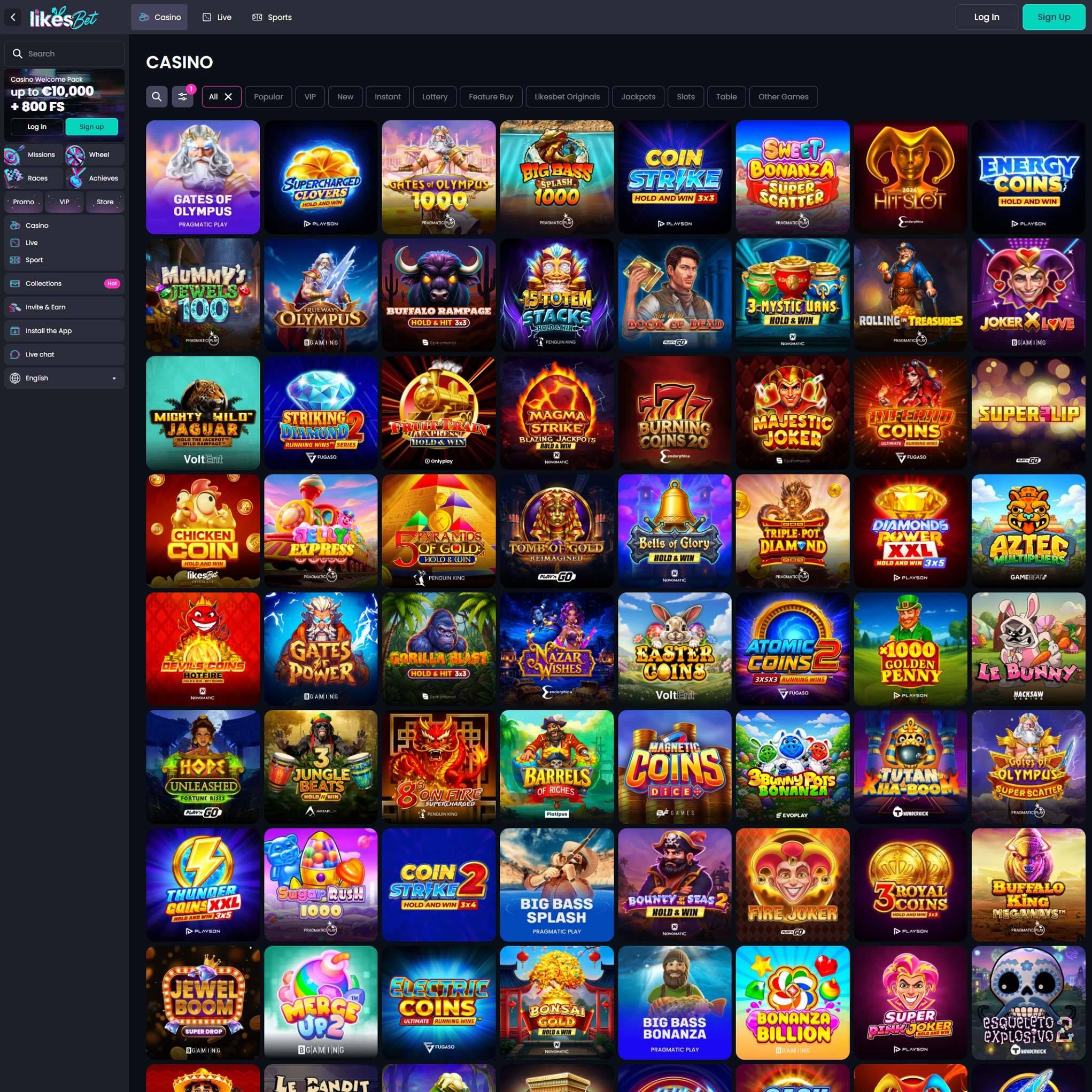 Find Likes.bet  game catalog