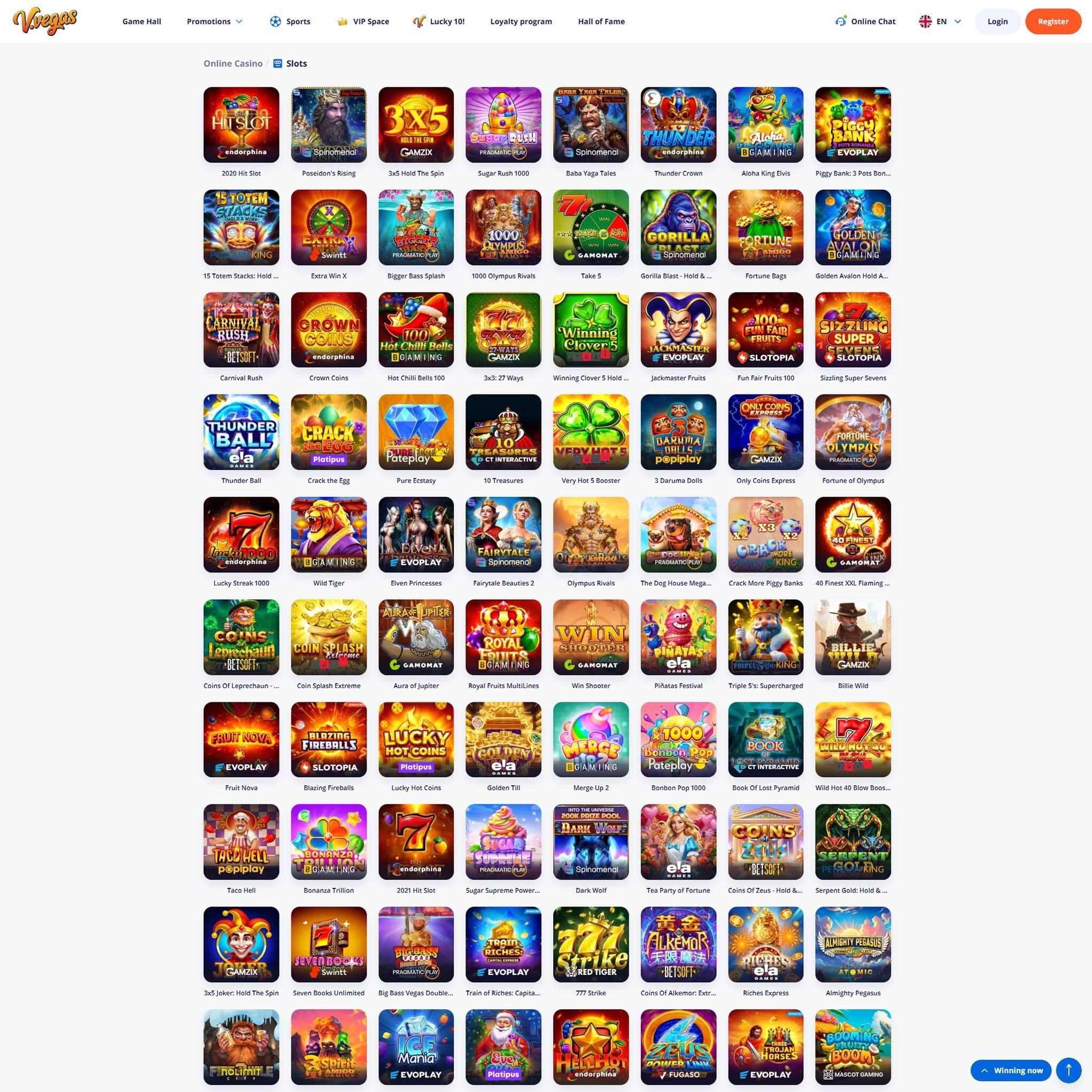 V.Vegas Casino full games catalogue