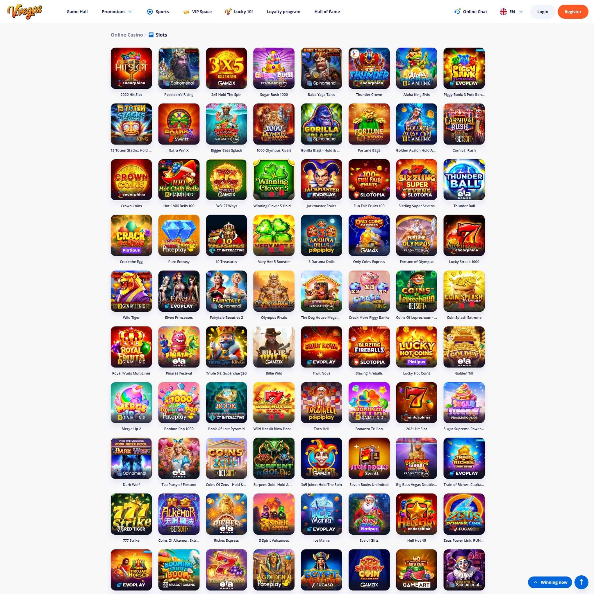 V.Vegas Casino full games catalogue