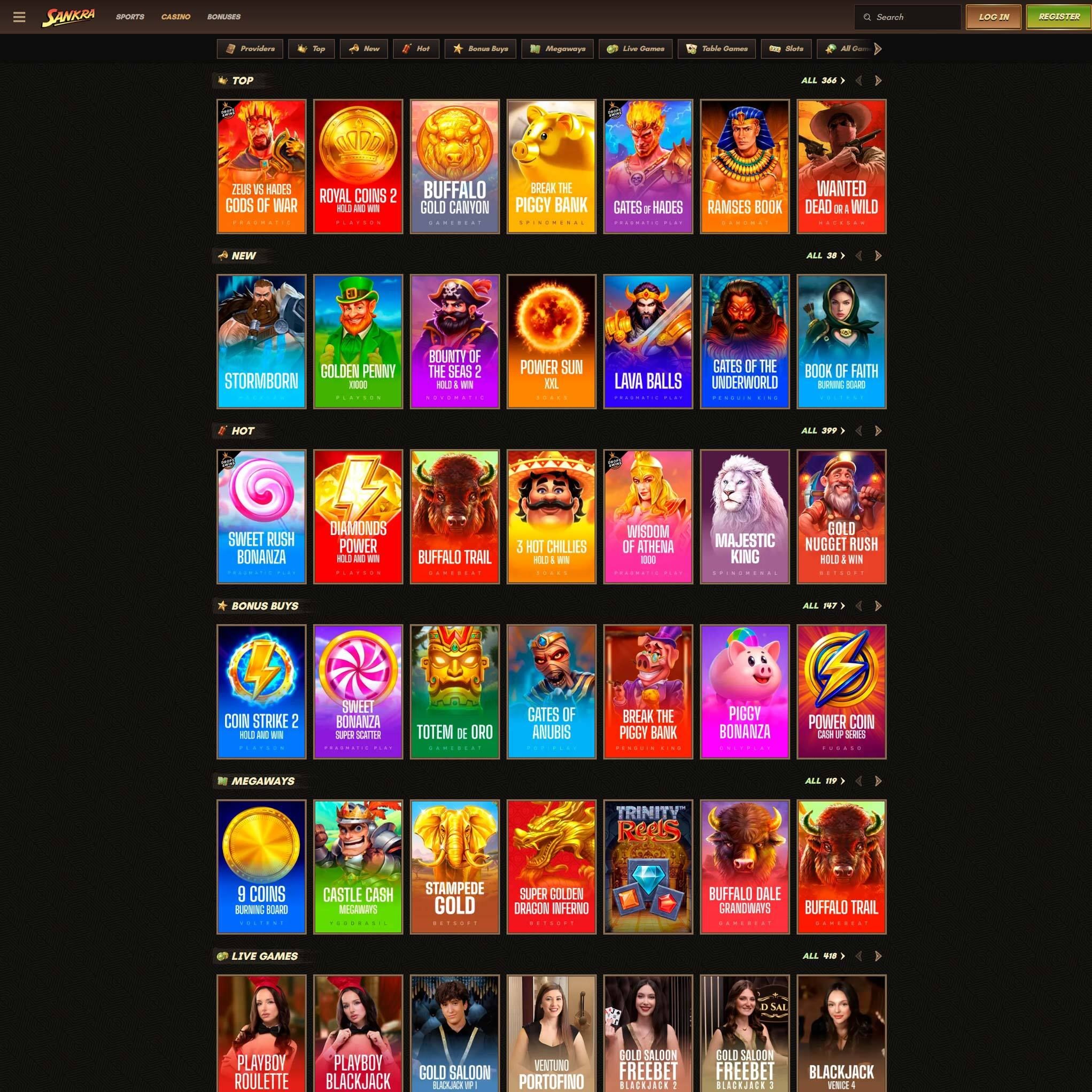 Sankra Casino full games catalogue