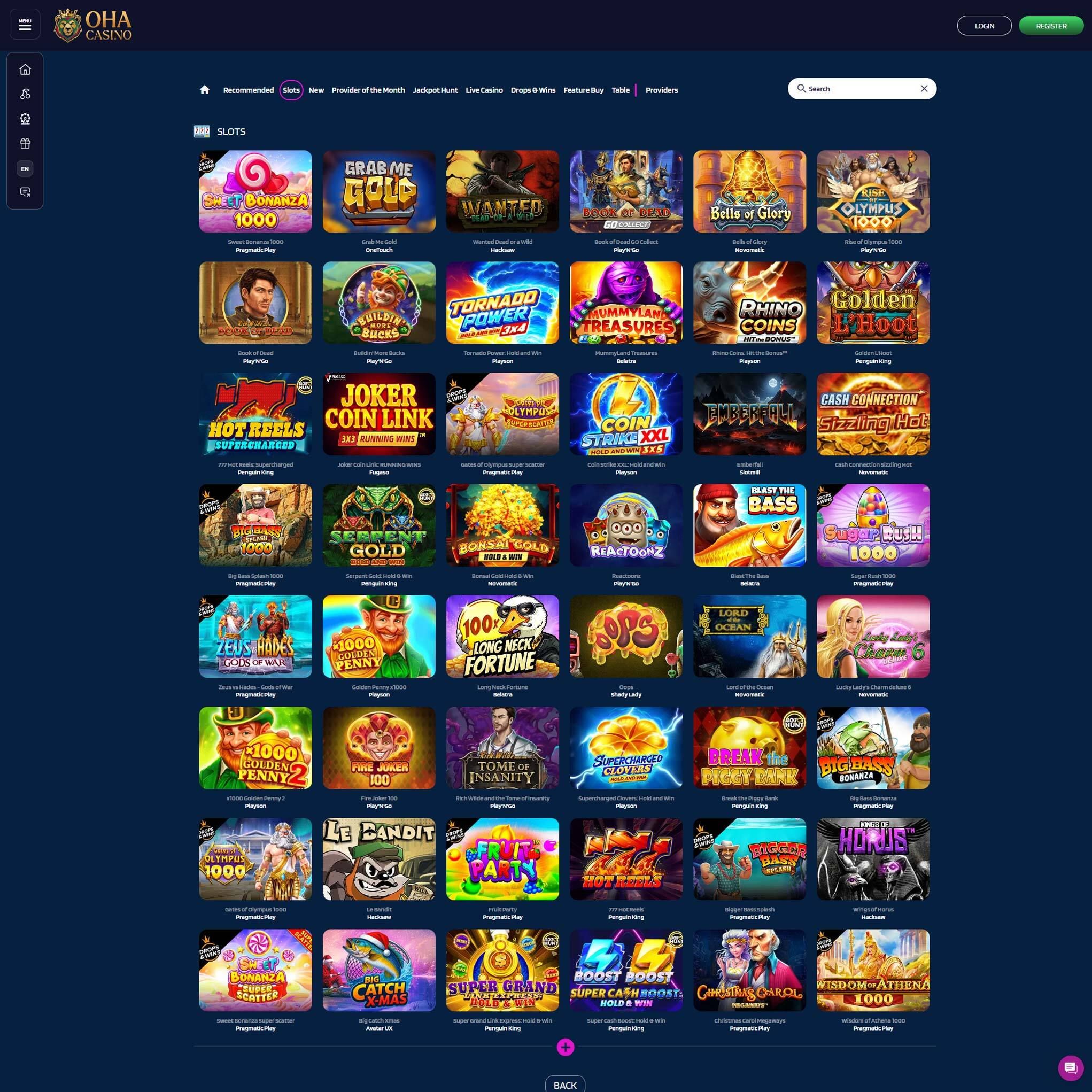 Oha Casino full games catalogue