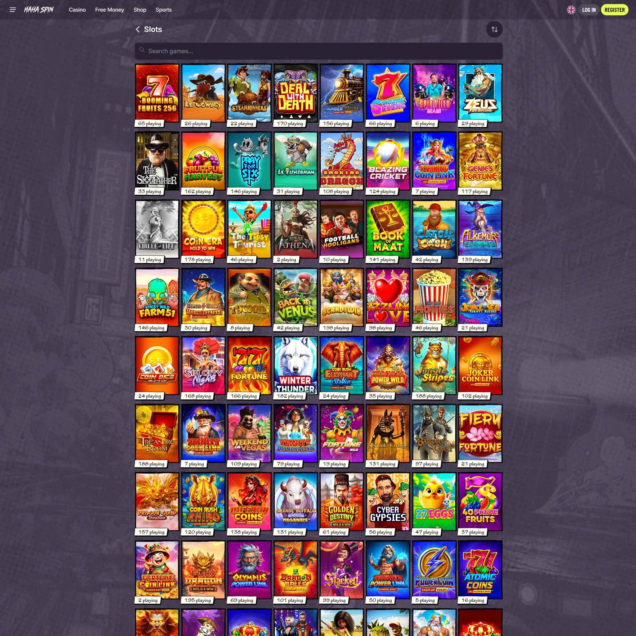 HAHA Spin Casino  full games catalogue