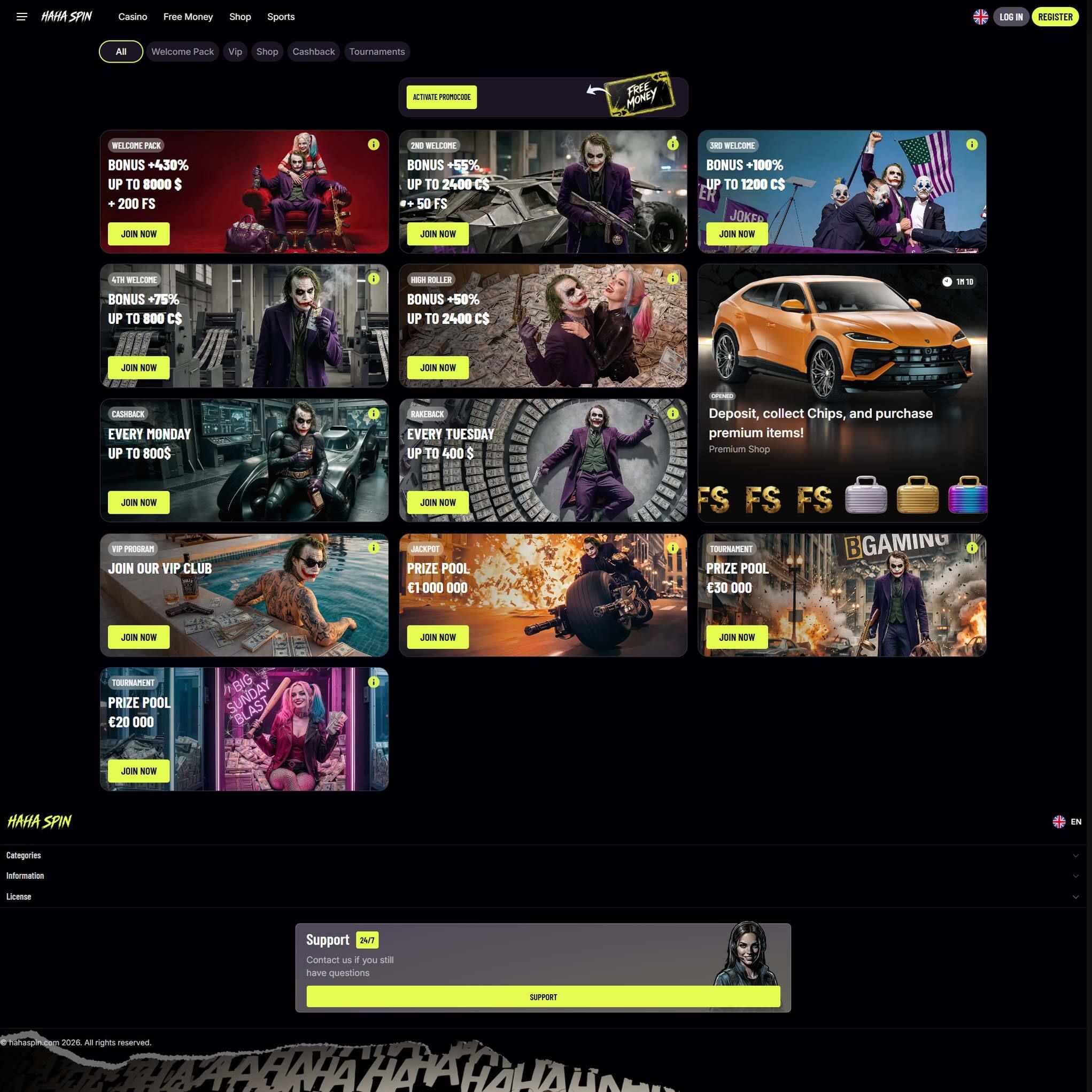 Play casino online at HAHA Spin Casino  to score some real cash winnings - an online casino real money site! Compare all online casinos at Mr. Gamble.