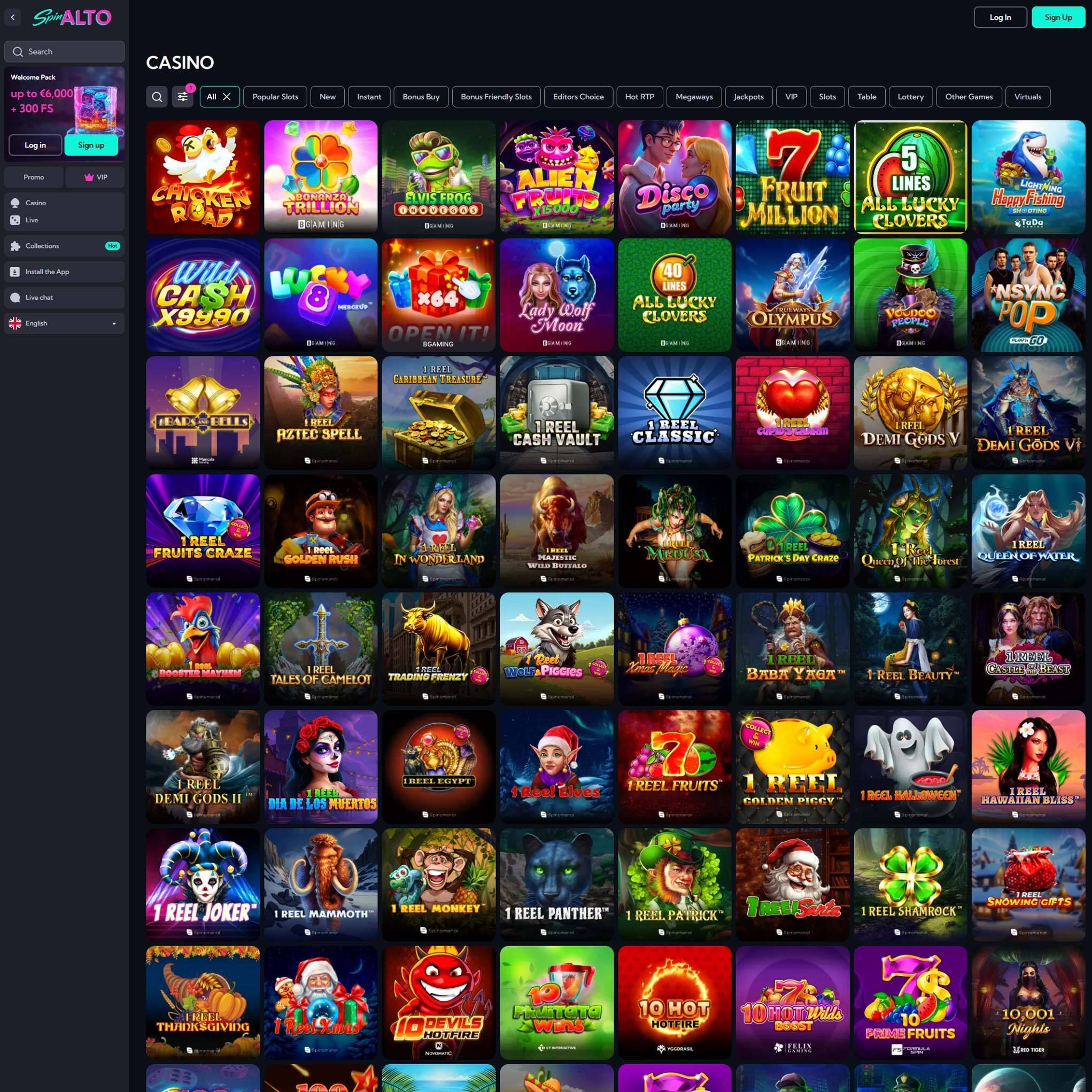 Spinalto Casino full games catalogue