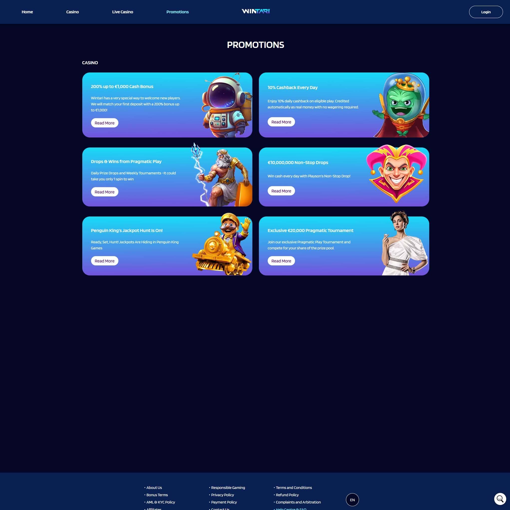 Play casino online at Wintari Casino to score some real cash winnings - an online casino real money site! Compare all online casinos at Mr. Gamble.