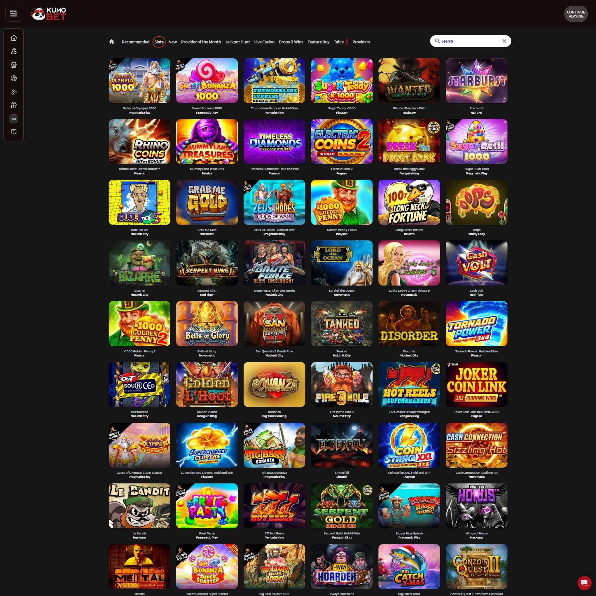 Kumobet full games catalogue