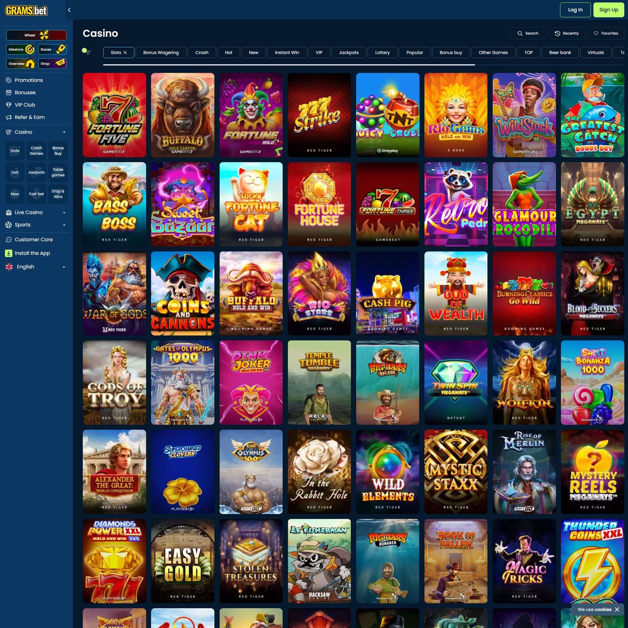 Grams.bet full games catalogue