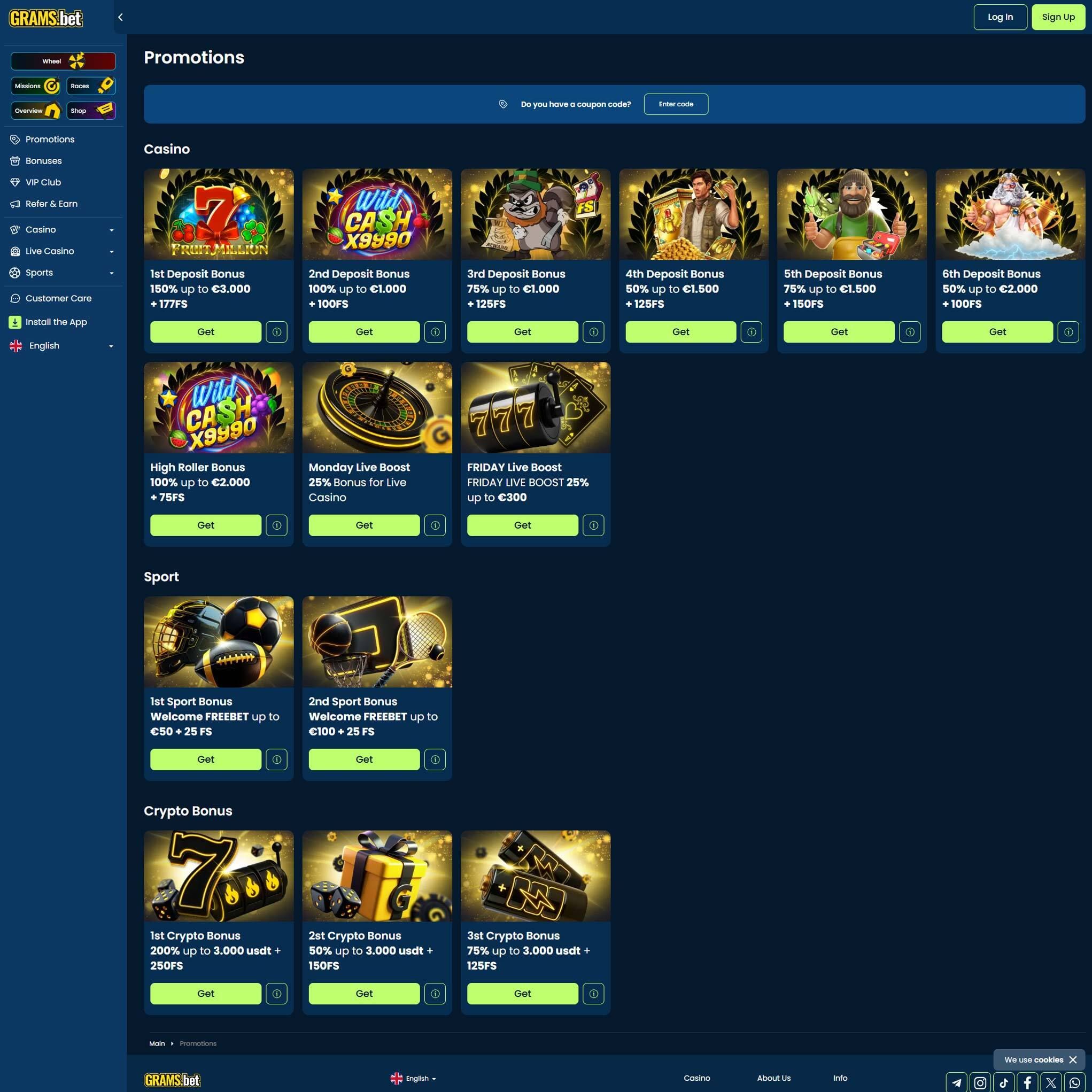 Play casino online at Grams.bet to score some real cash winnings - an online casino real money site! Compare all online casinos at Mr. Gamble.