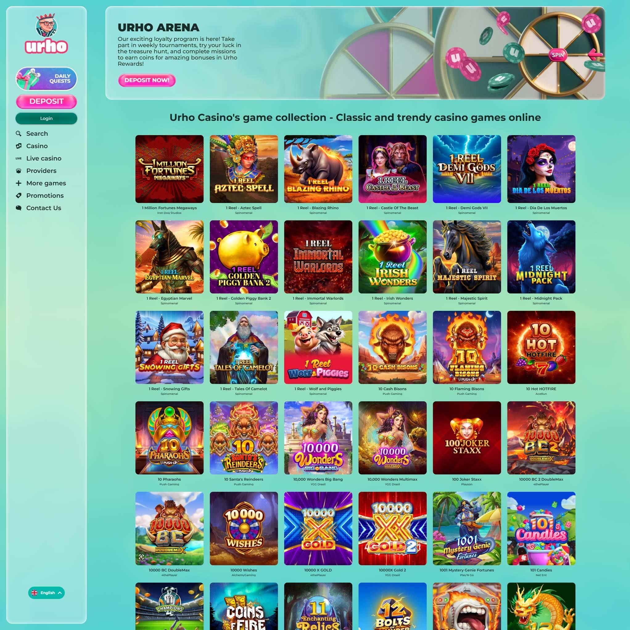 Find Urho Kasino game catalog
