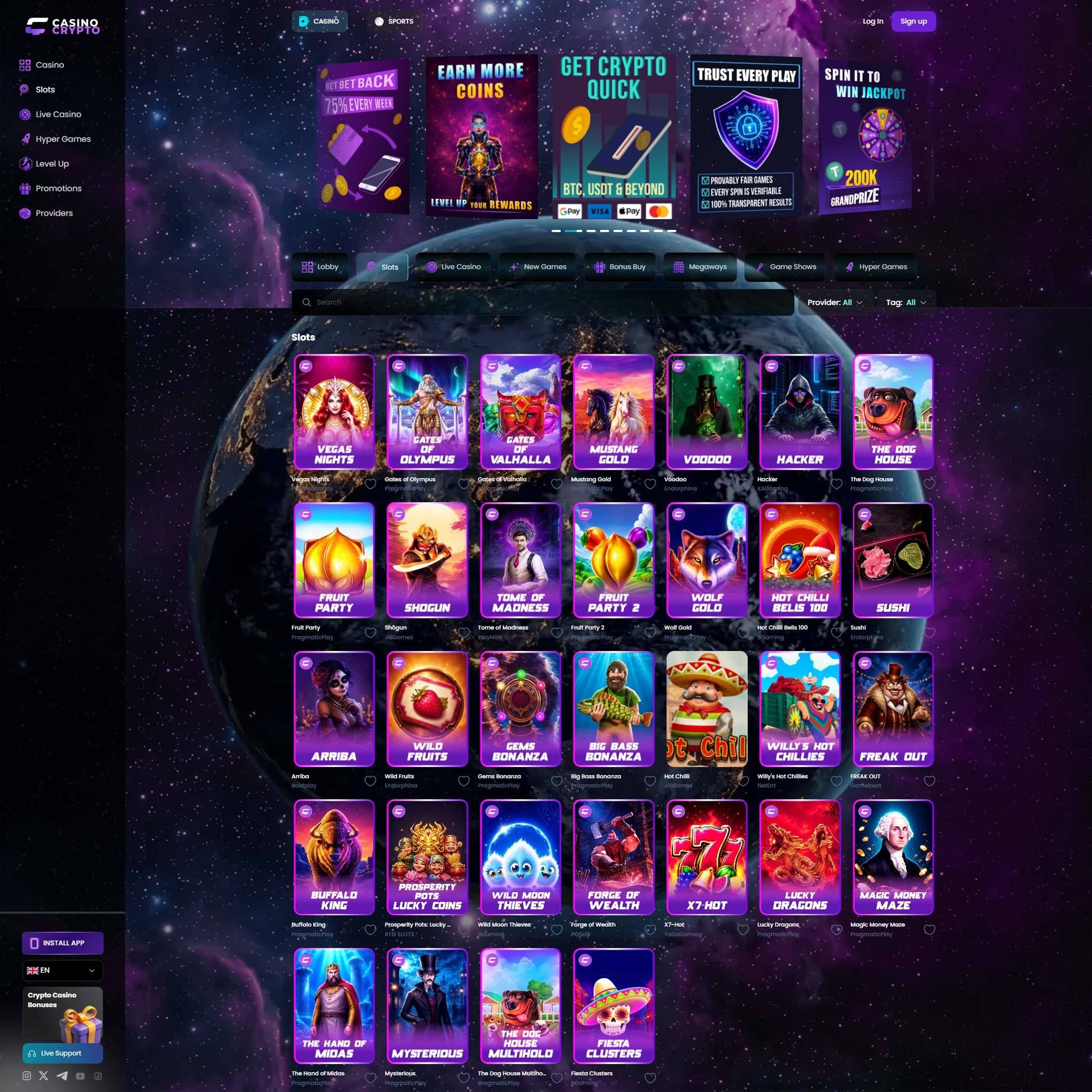 Casino Crypto full games catalogue