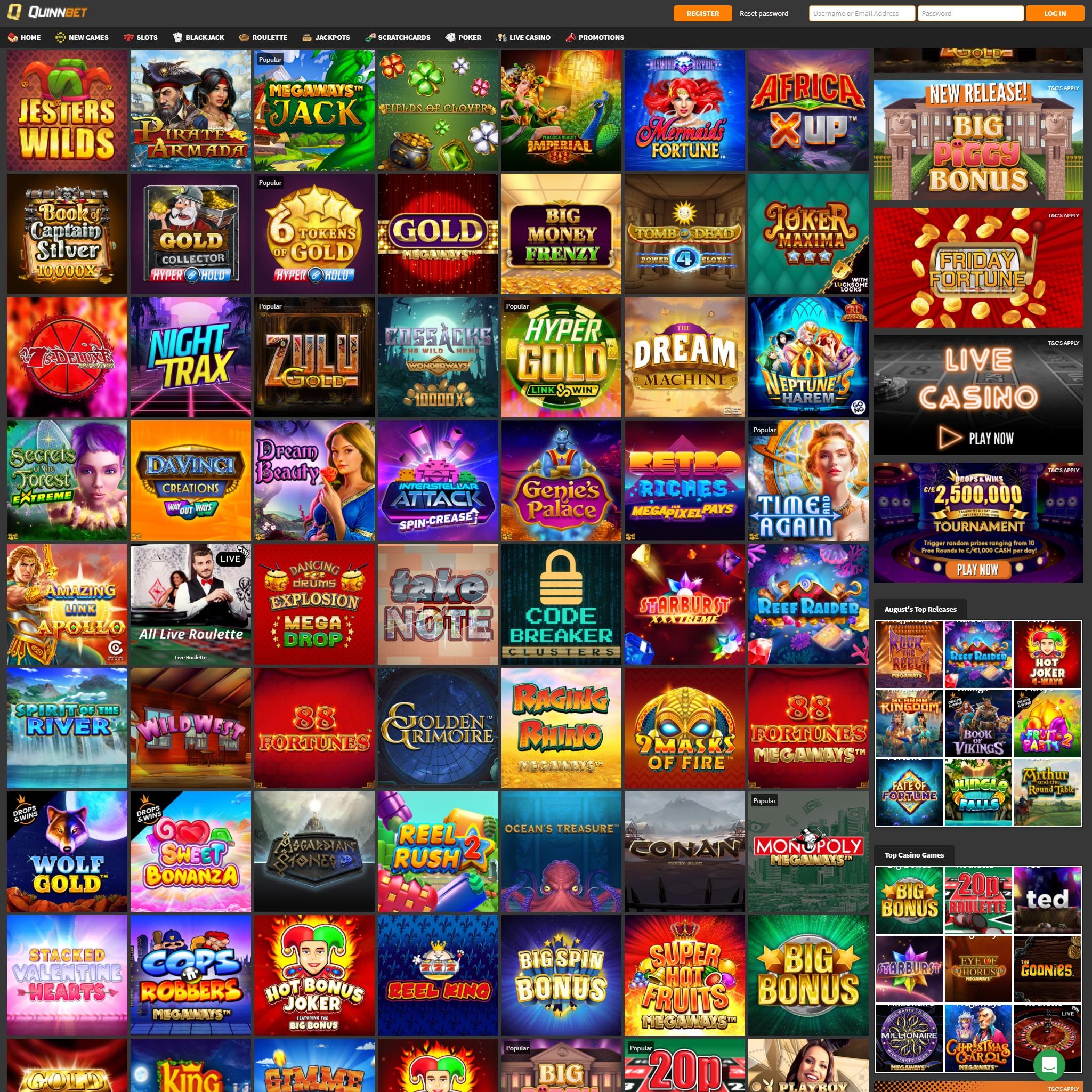 QuinnCasino full games catalogue