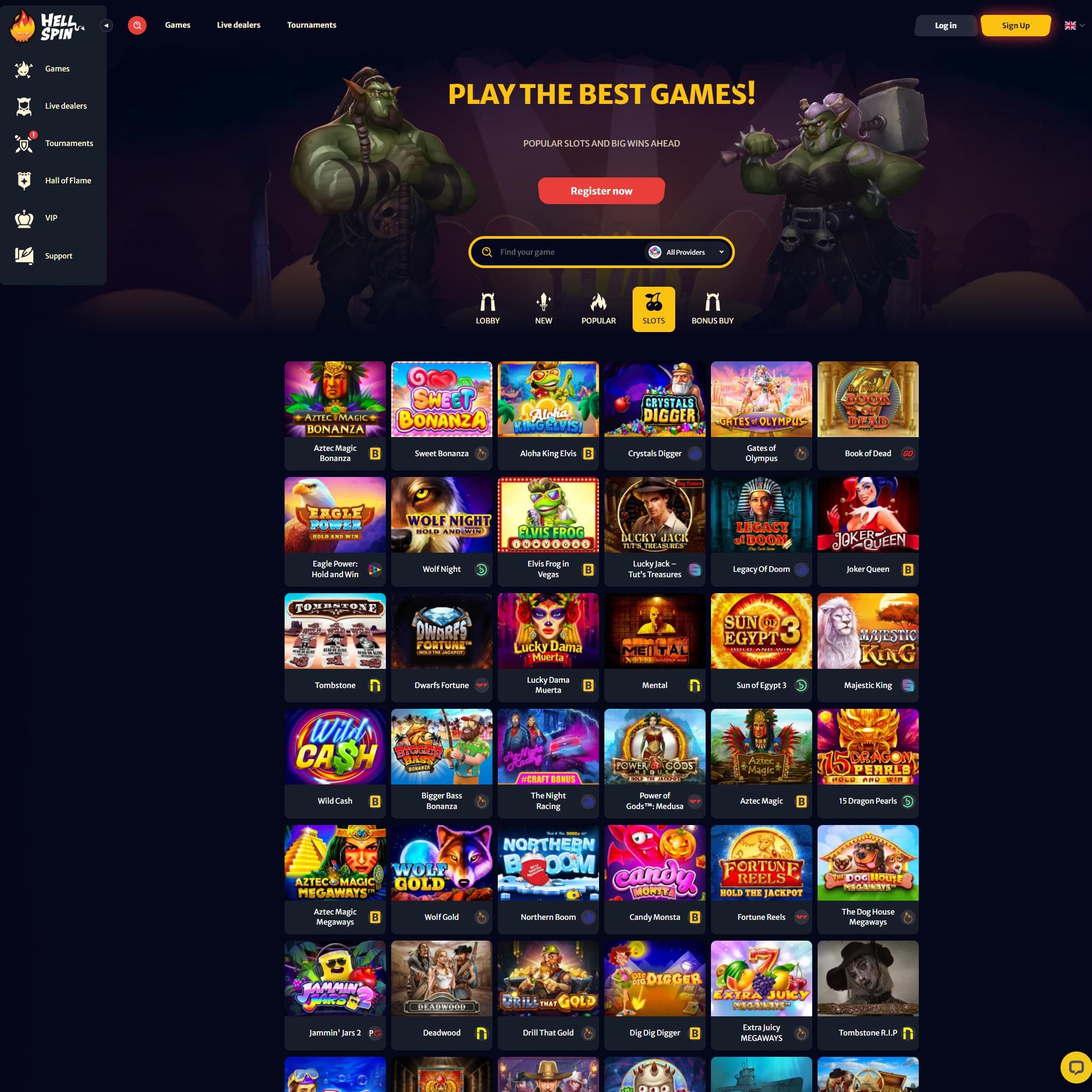 HellSpin Casino full games catalogue