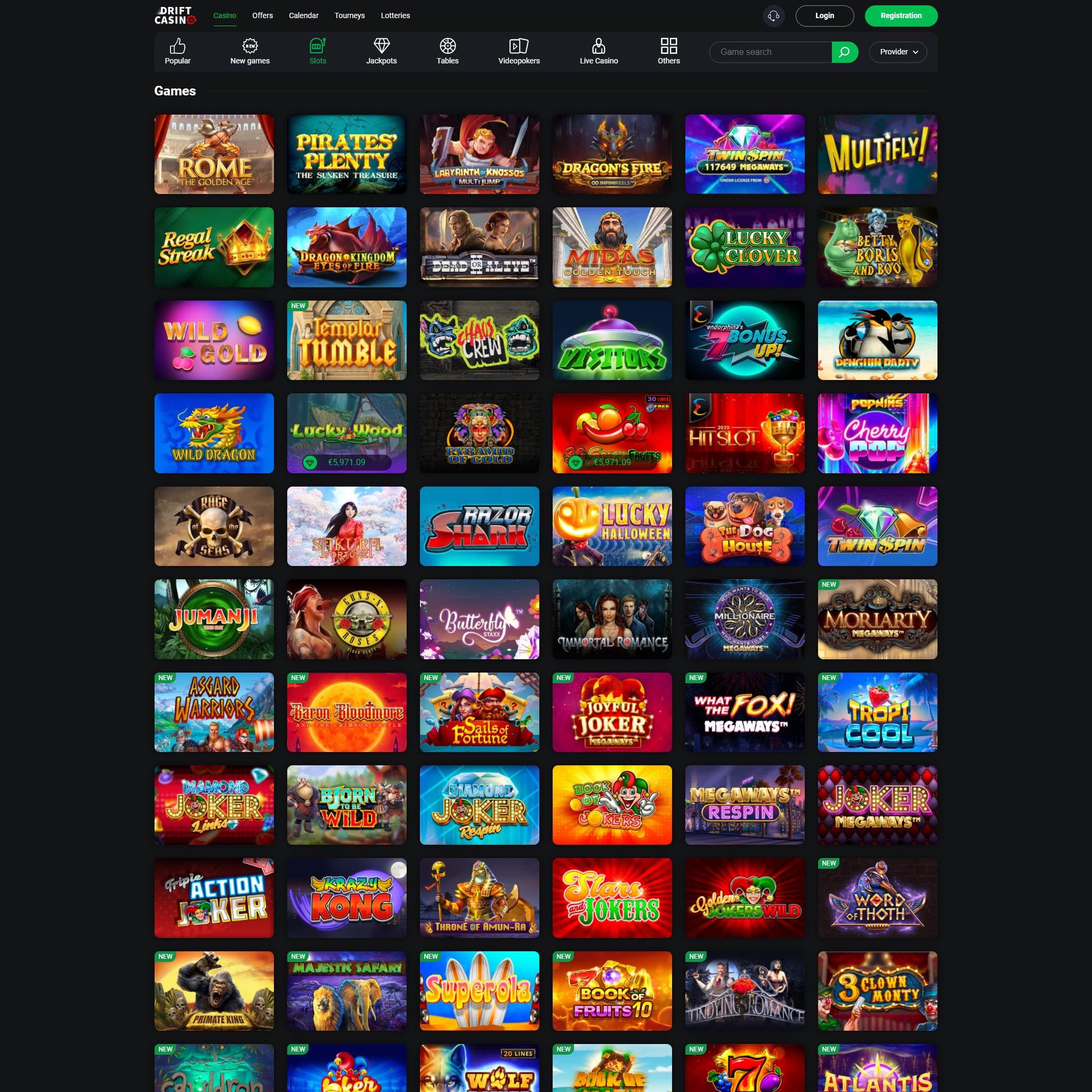 Drift Casino full games catalogue