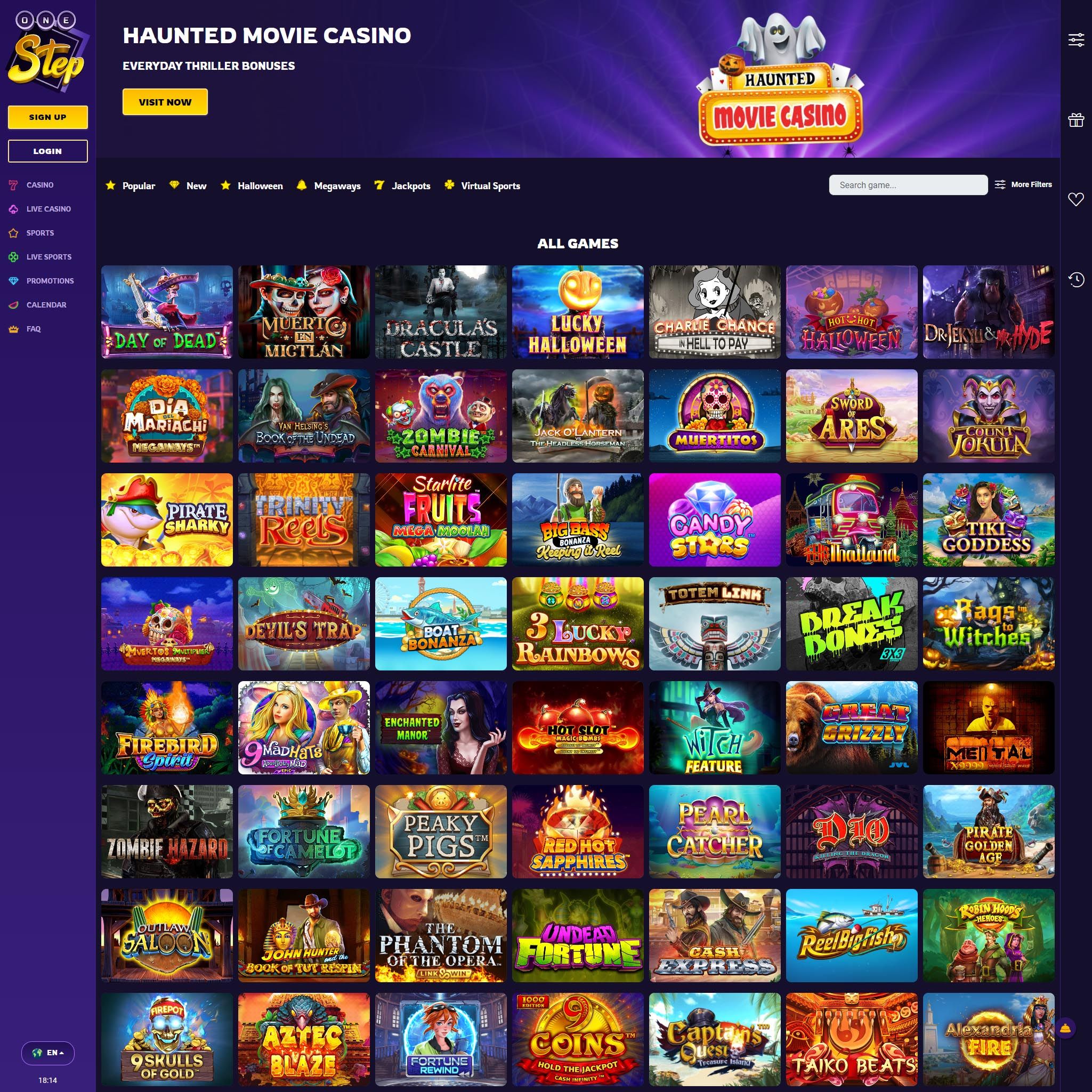 Find OneStep Casino game catalog