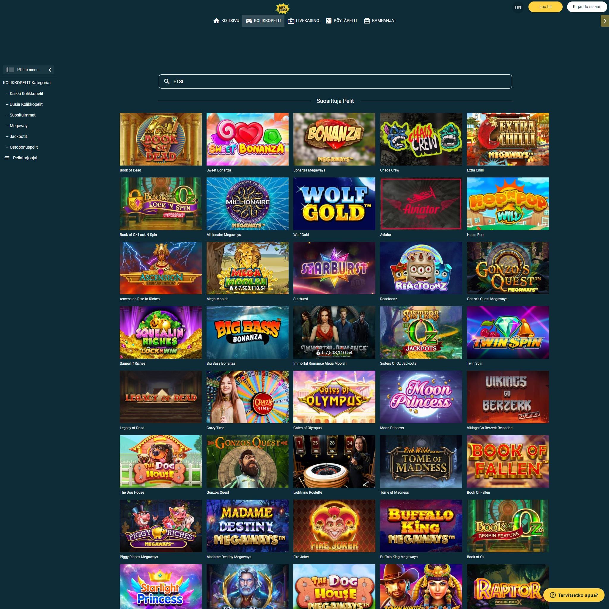 Pelaa netticasino Jackburst Casino voittaaksesi oikeaa rahaa – oikean rahan online casino! Vertaa kaikki nettikasinot ja löydä parhaat casinot Suomessa.