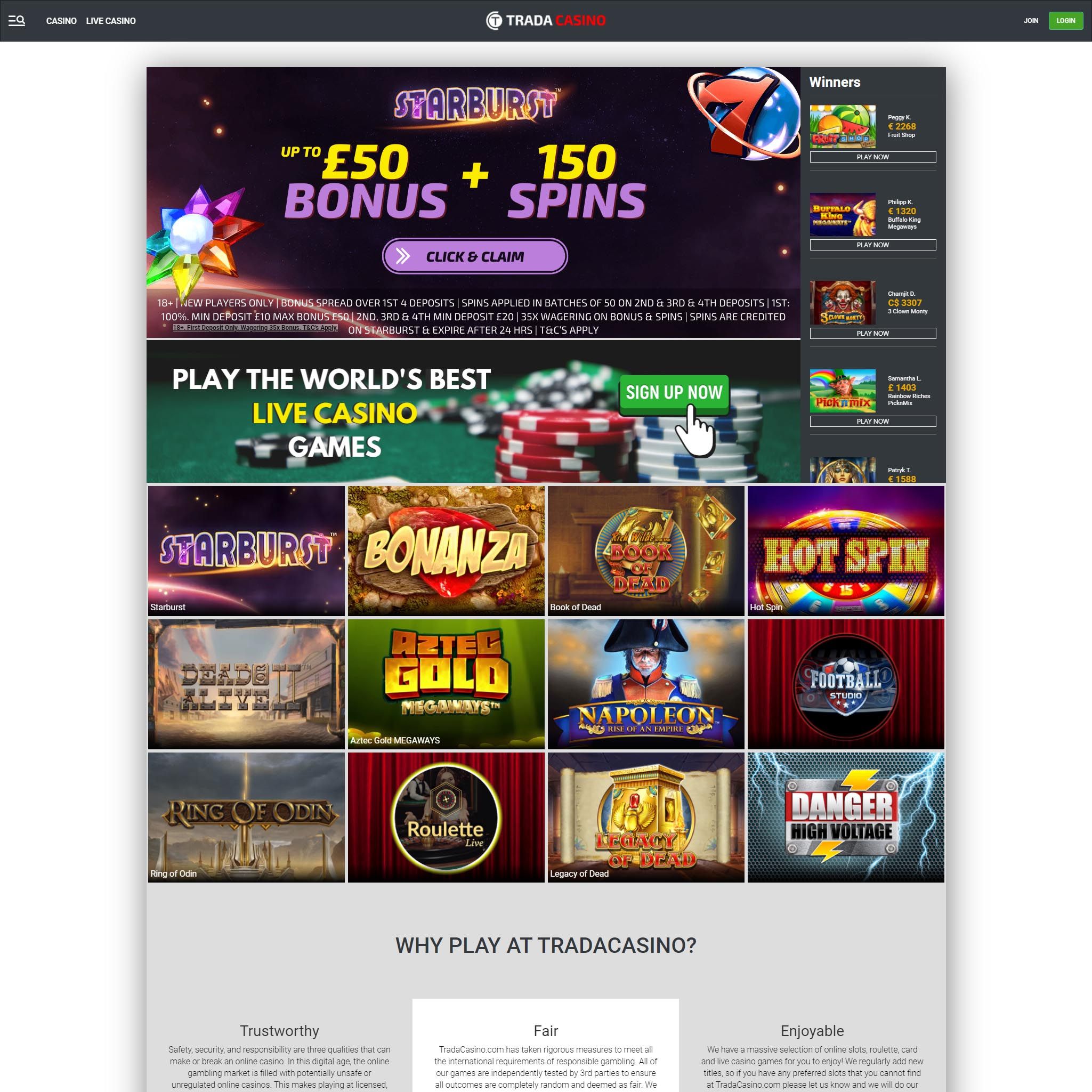 Trada Casino UK review by Mr. Gamble