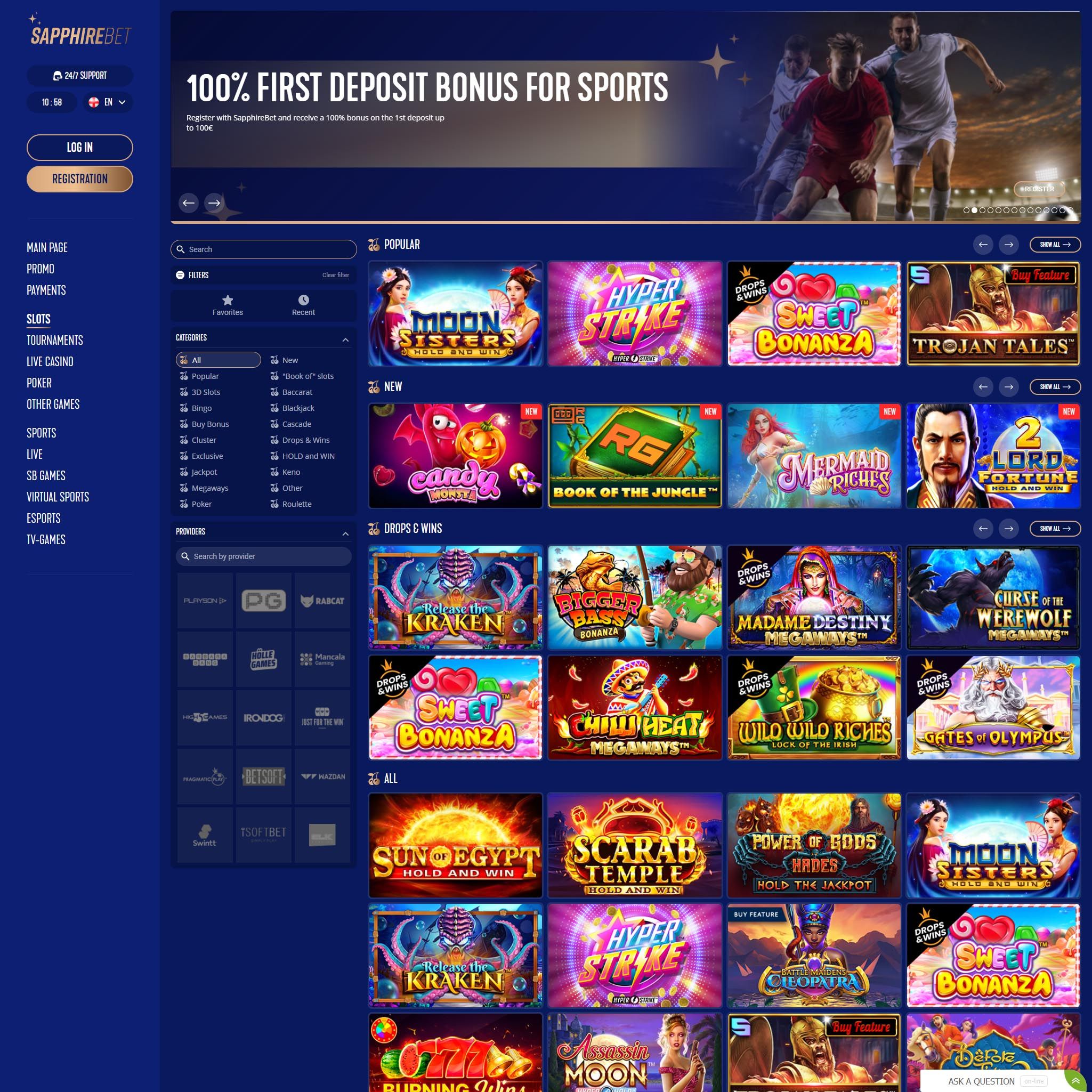 Sapphirebet full games catalogue