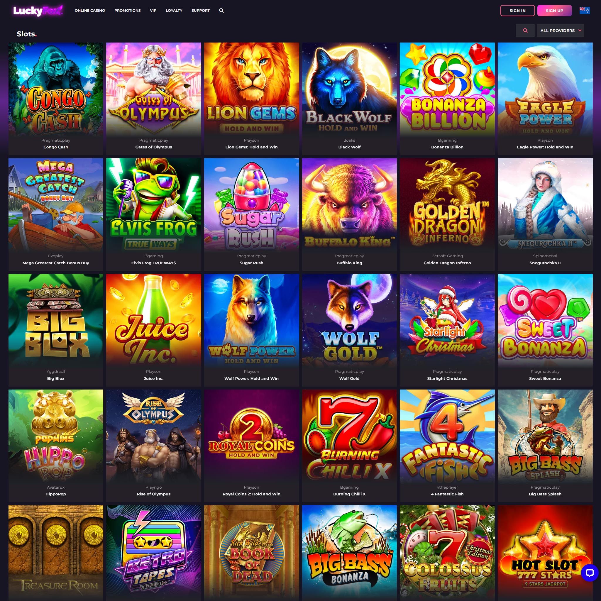 Lucky Fox Casino full games catalogue