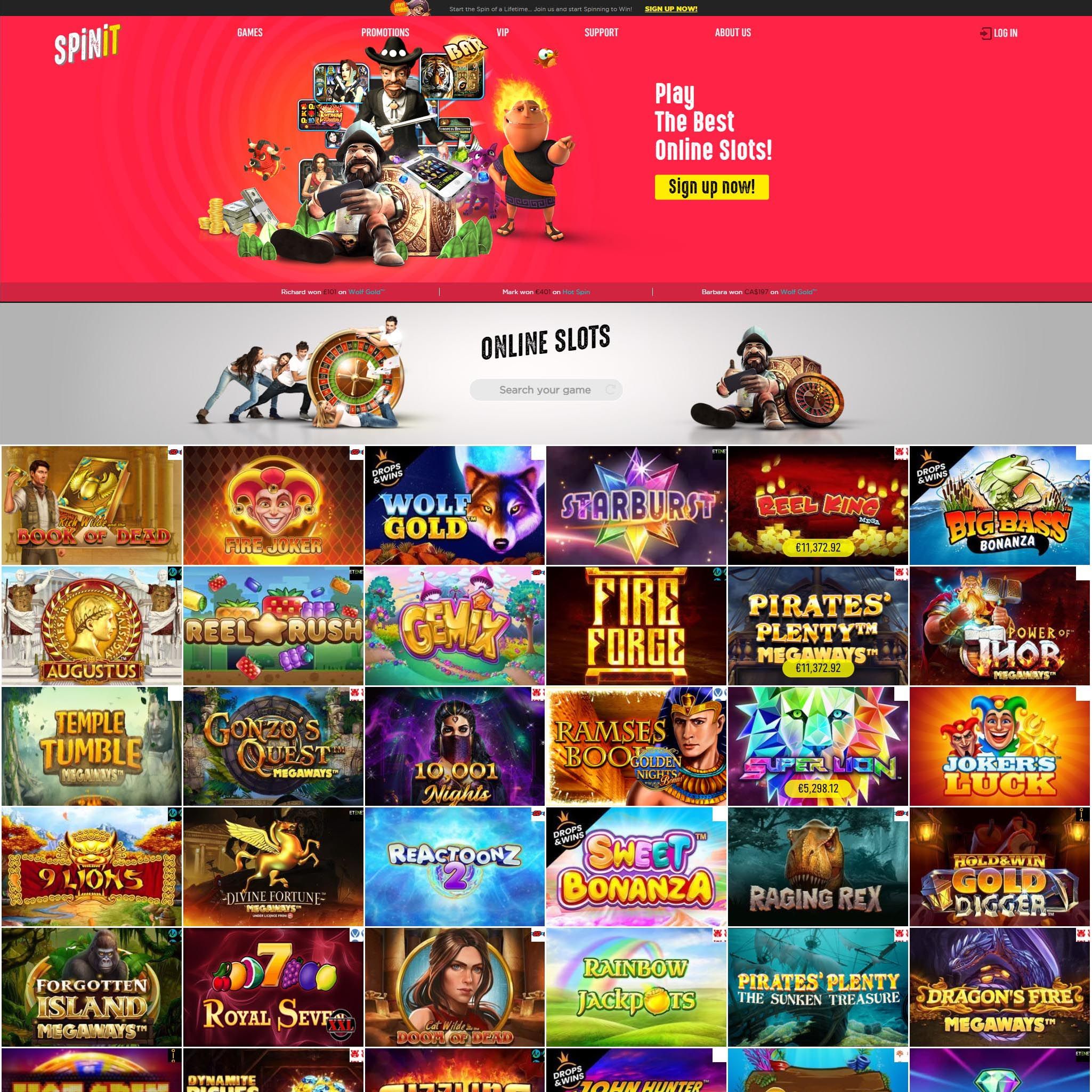 SpinIt Casino full games catalogue