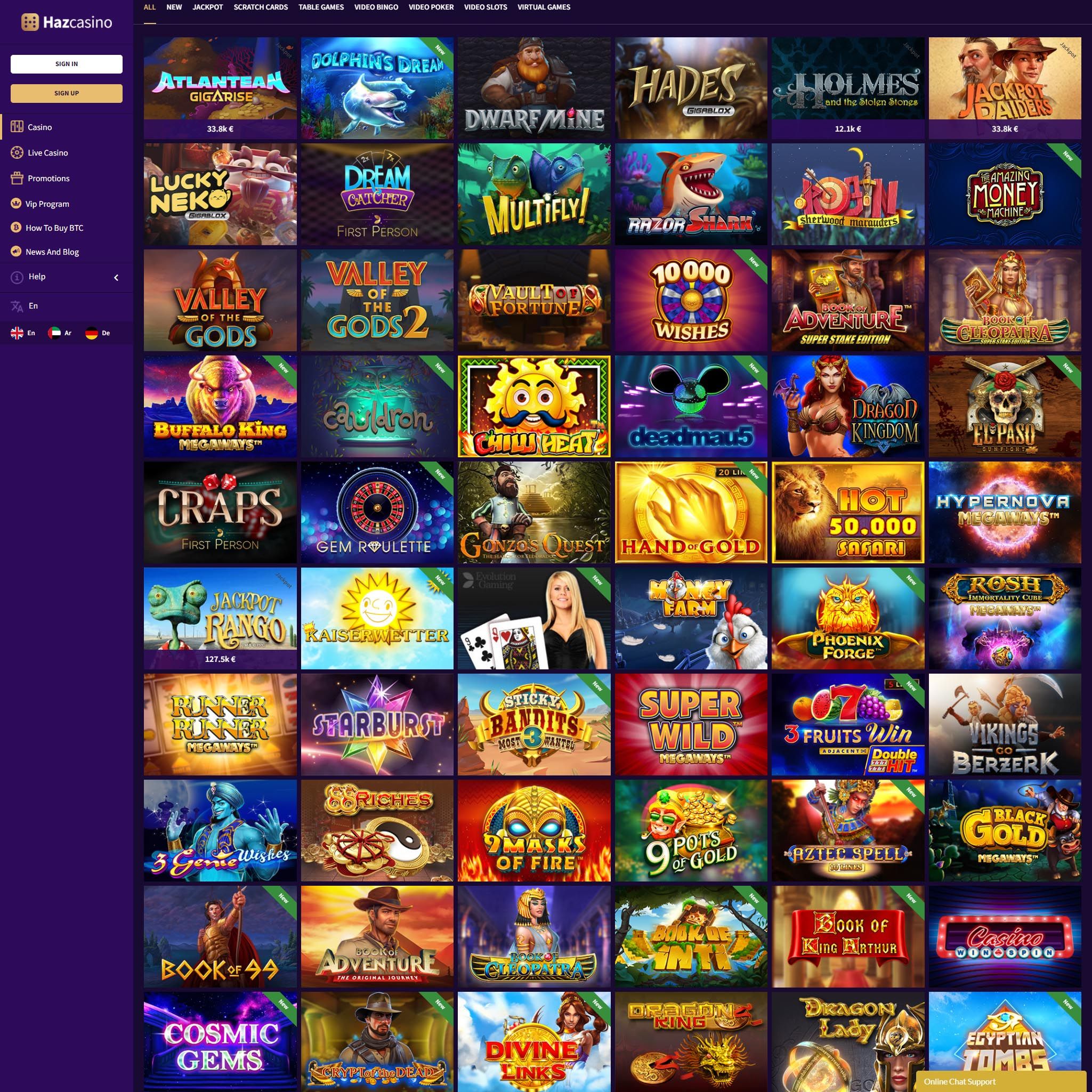 Haz Casino full games catalogue