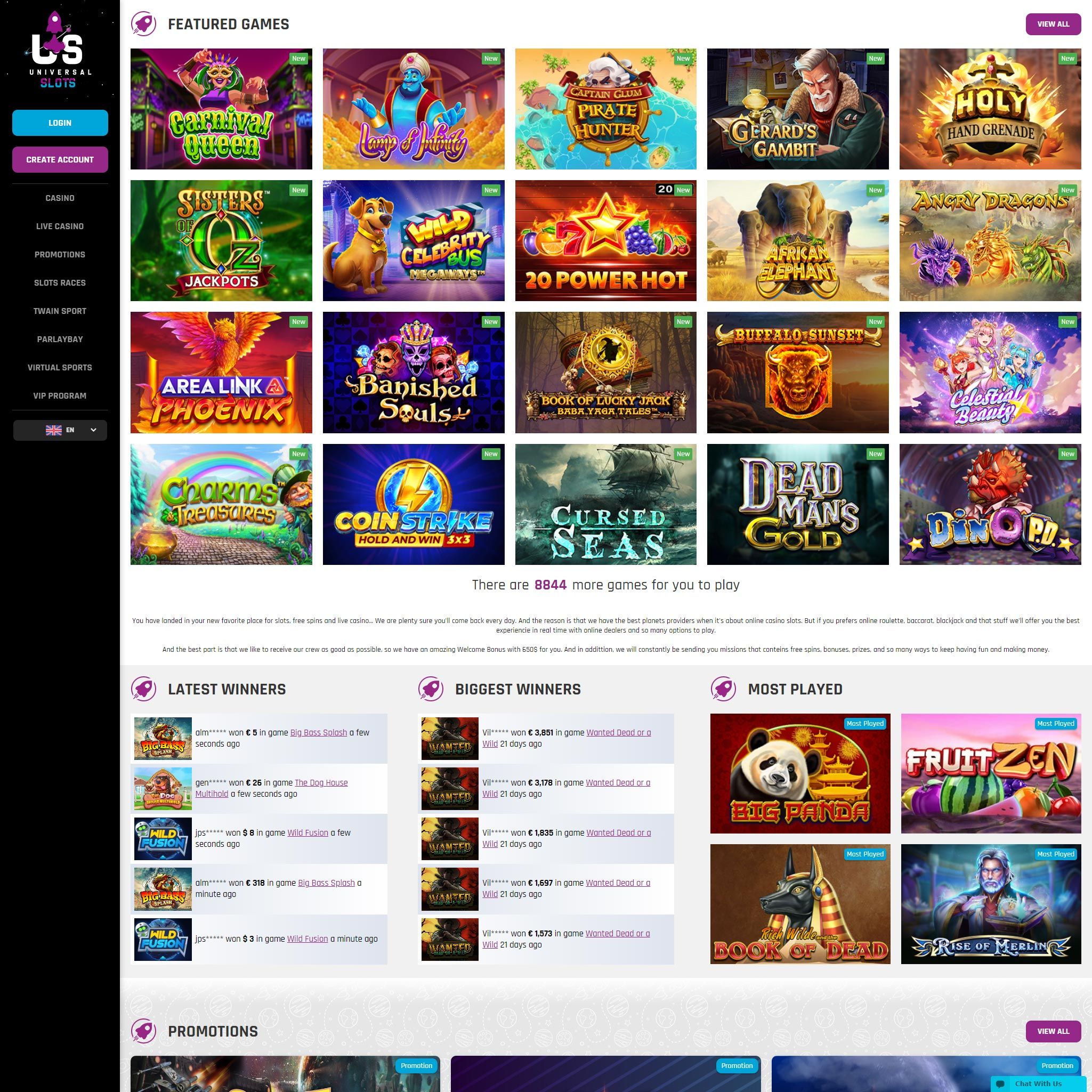 Universal Slots full games catalogue