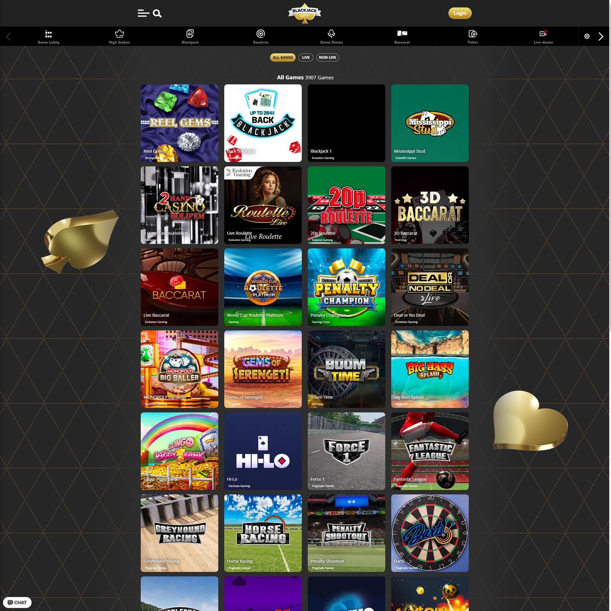 Blackjack City Casino full games catalogue