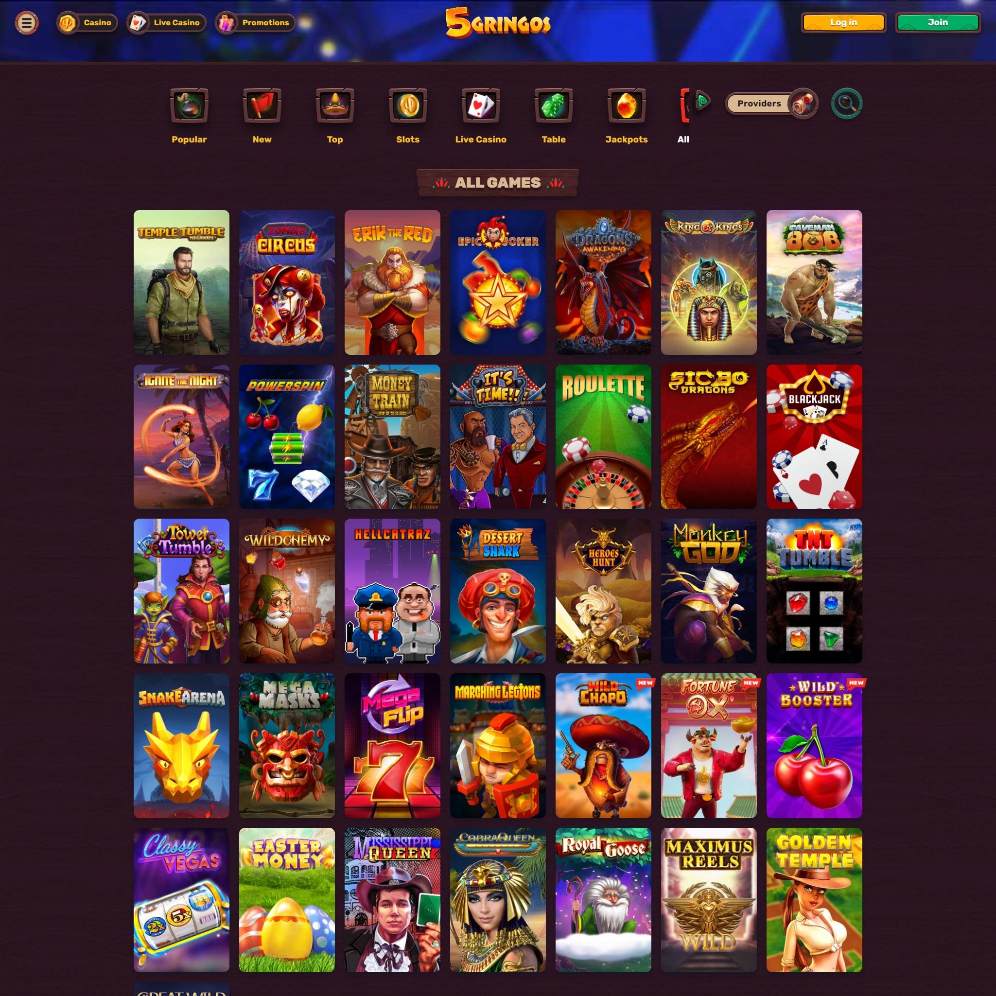 5Gringos Casino full games catalogue