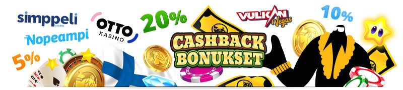 cashback bonuksia, sää käteispalautuksia tappioista, esimerkiksi wildz ja pikakasinoilta