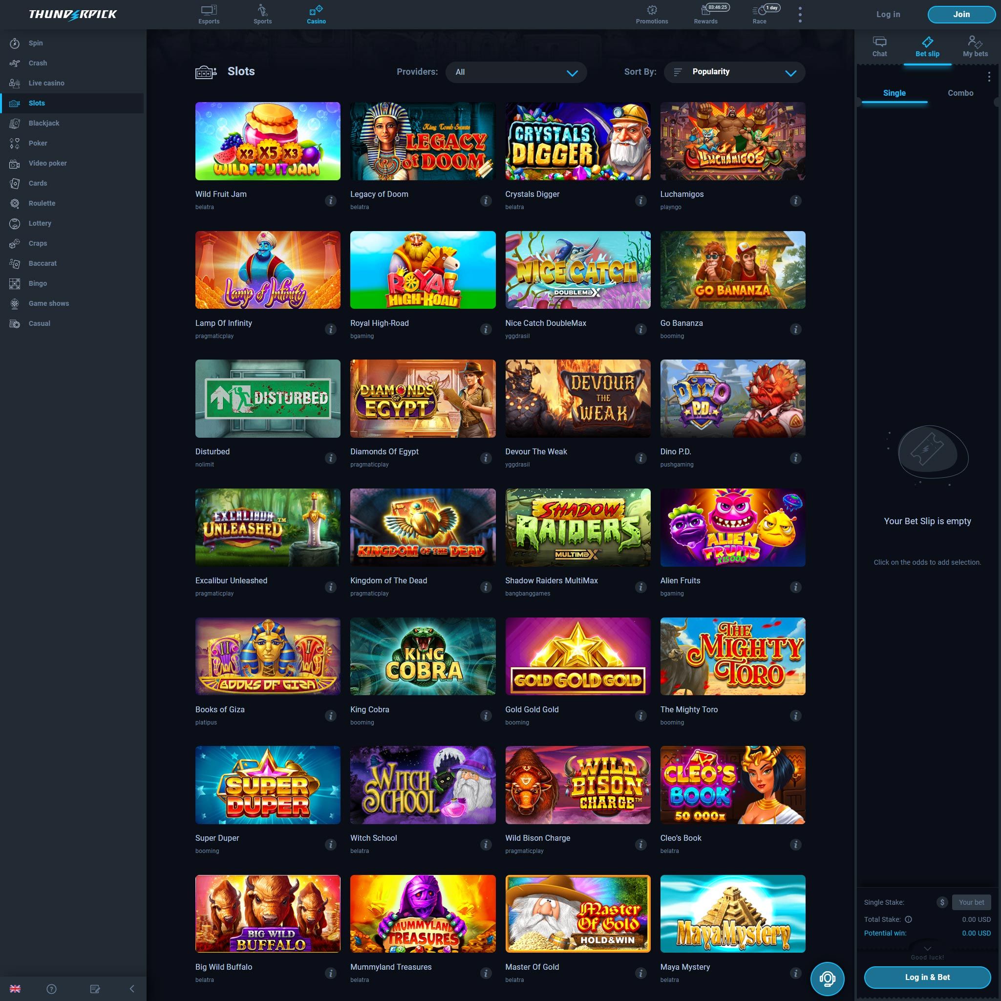 Thunderpick Casino full games catalogue