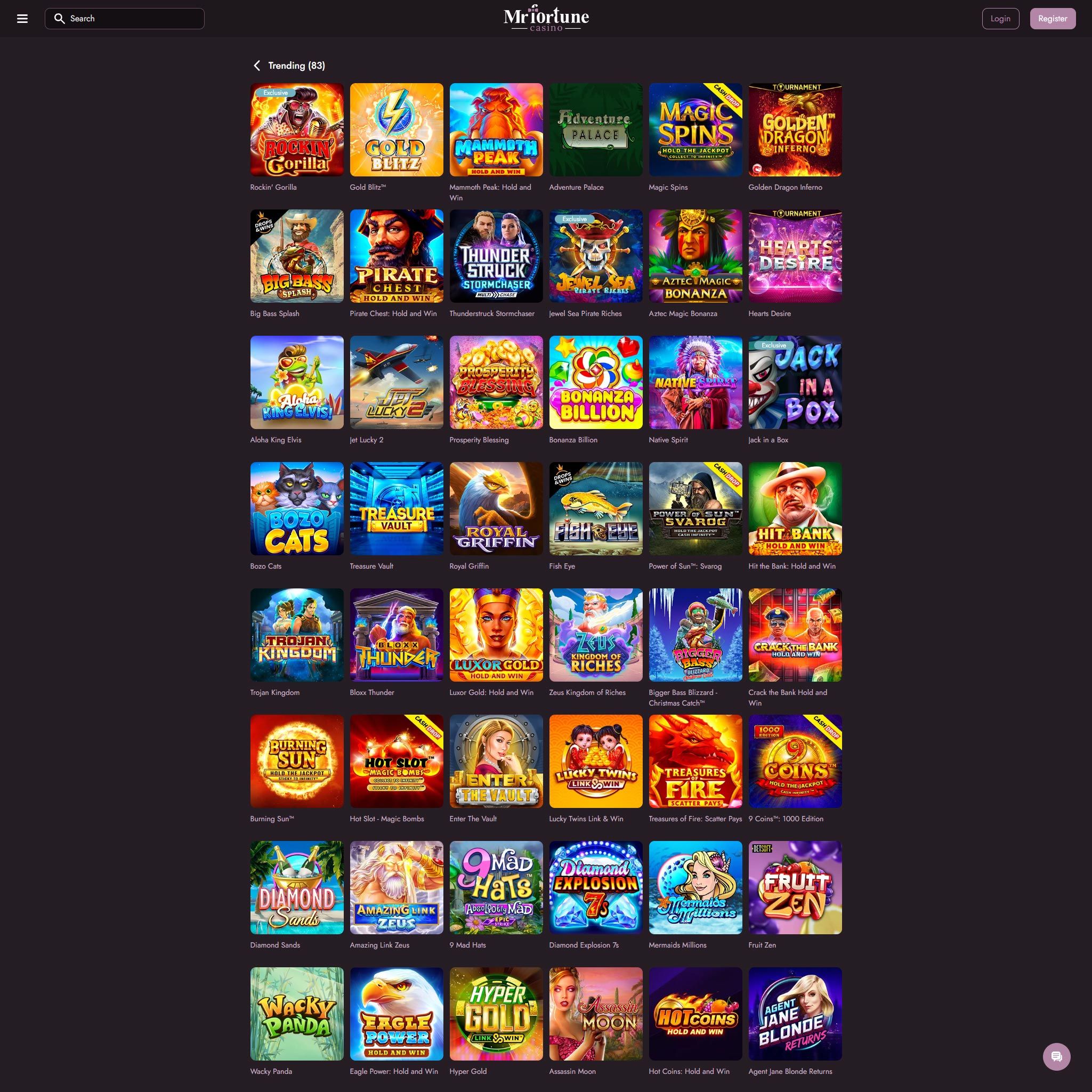 MrFortune Casino full games catalogue